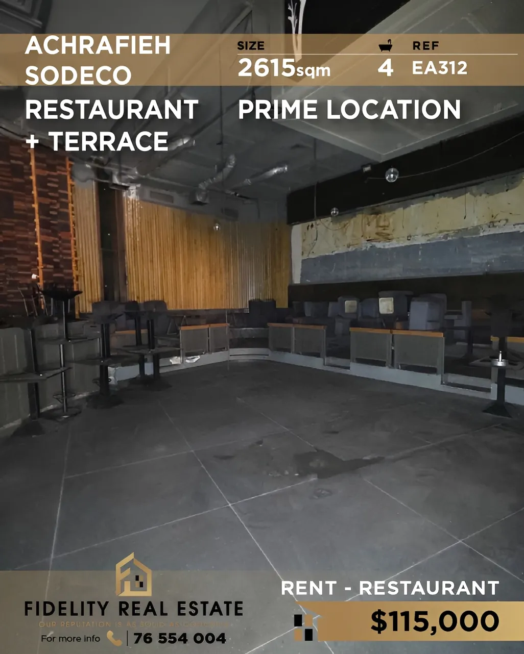 Restaurant for rent in Achrafieh, Beirut, Lebanon