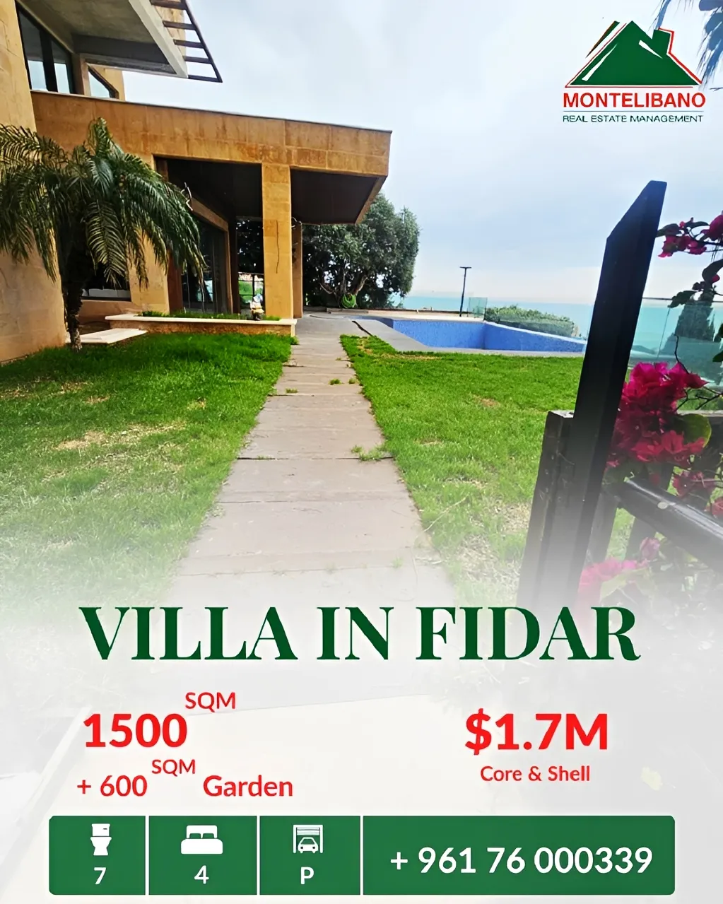 Villa for sale in Fidar, Lebanon - 4 bed, 7 bath
