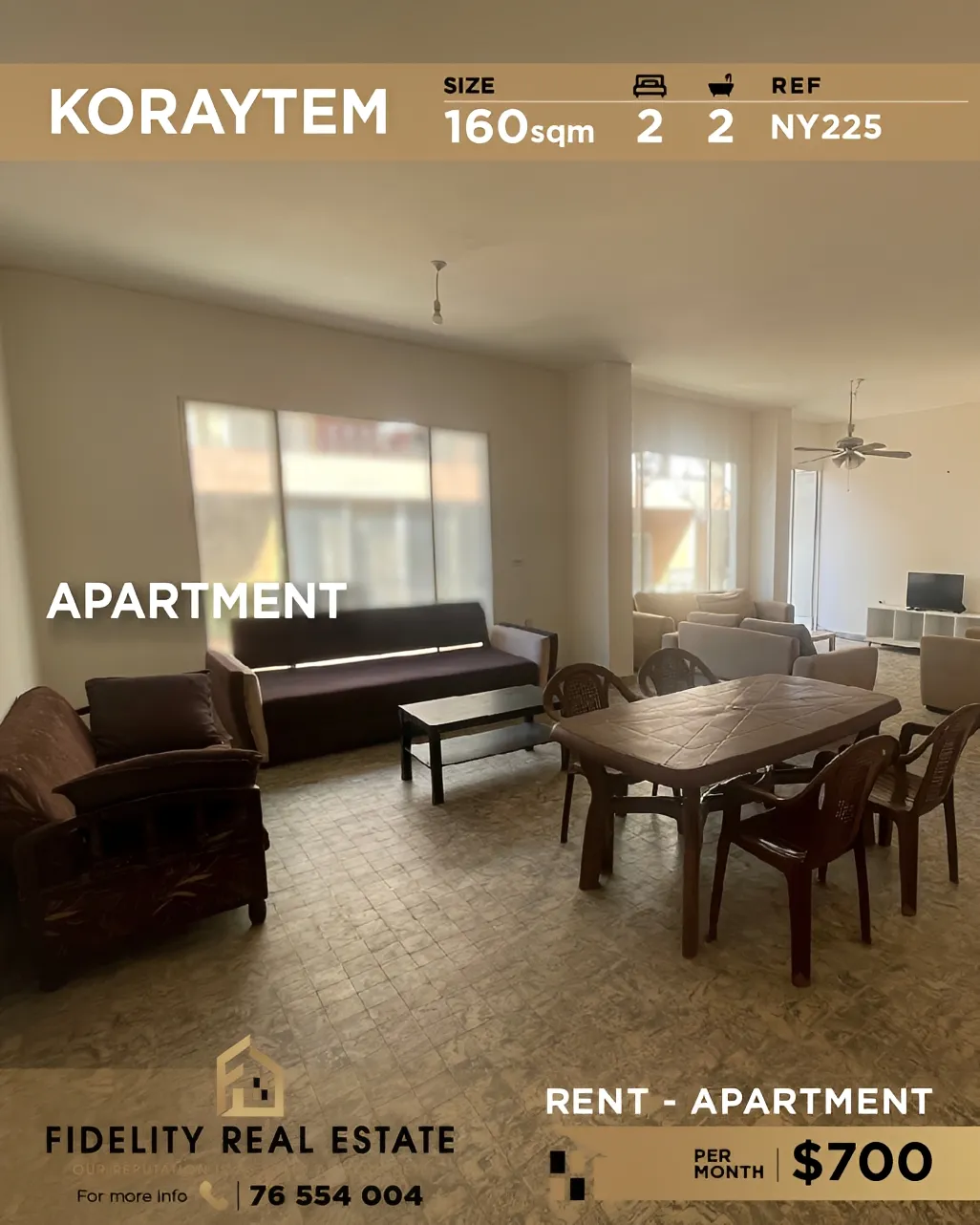 Apartment for rent in Kraytem, Beirut, Lebanon - 2 bed, 2 bath