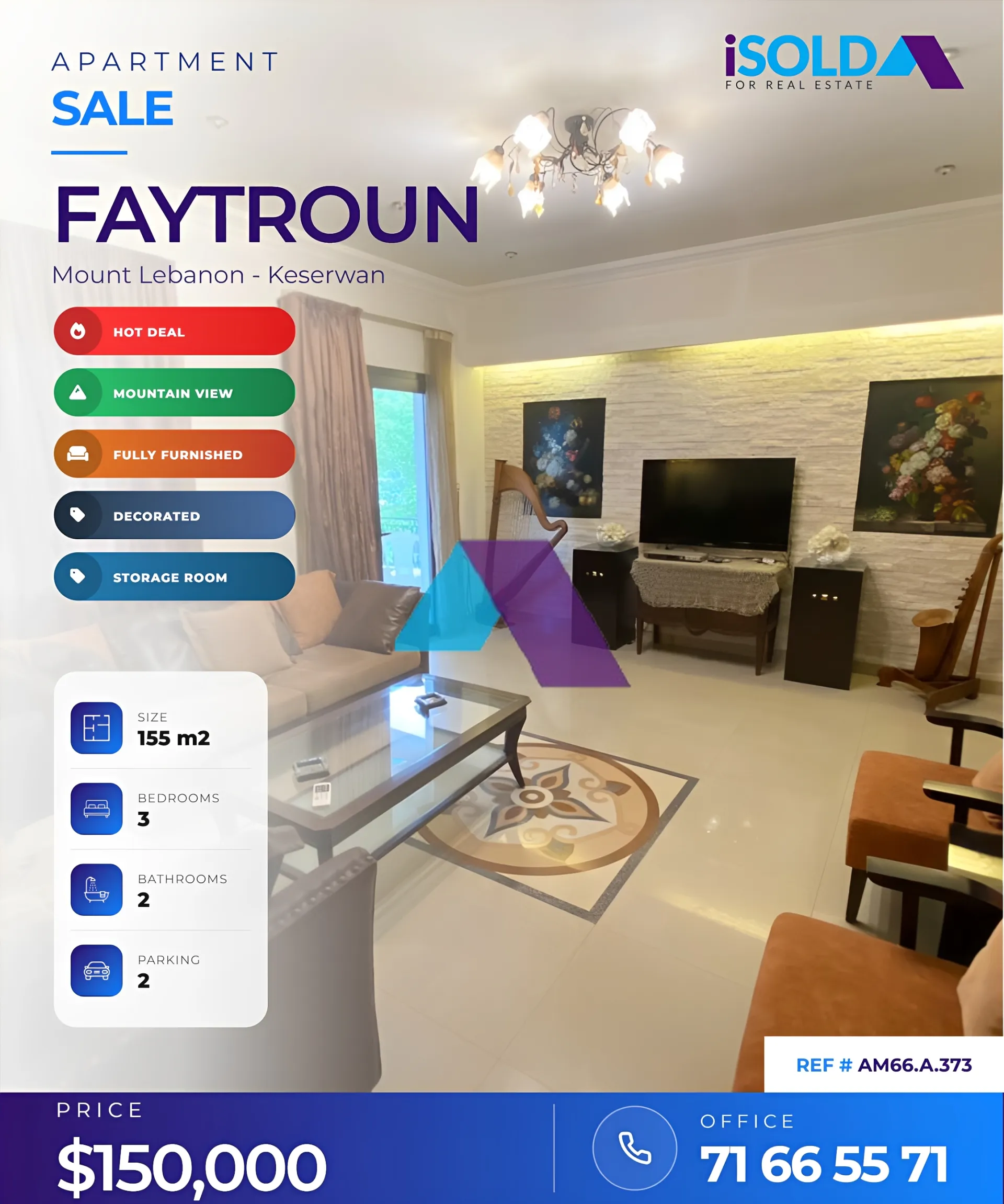 Apartment for Sale in Faitroun - 3 bed, 2 bath