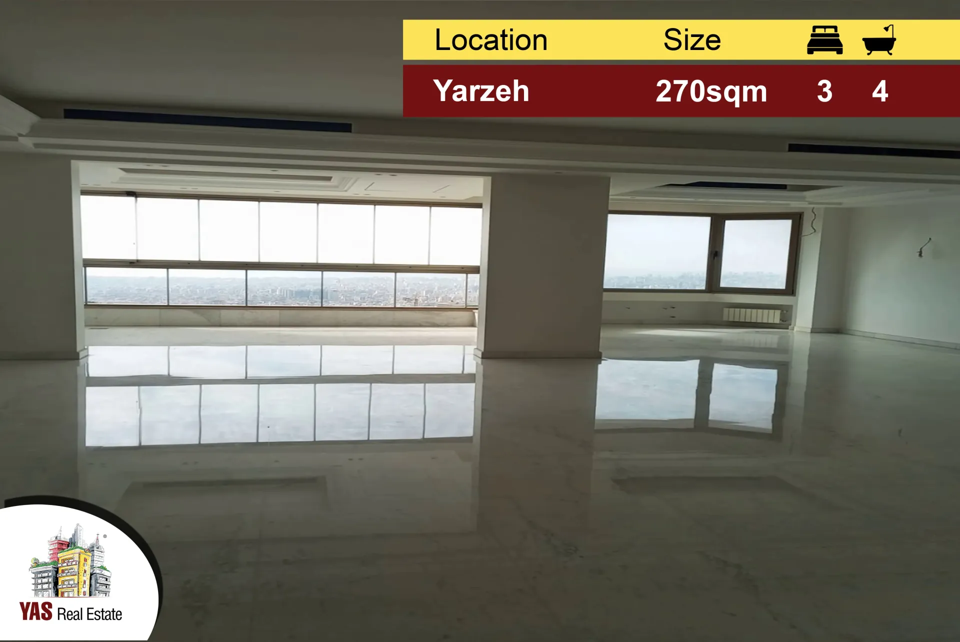 Apartment for Sale in Yarzeh - 3 bed, 4 bath