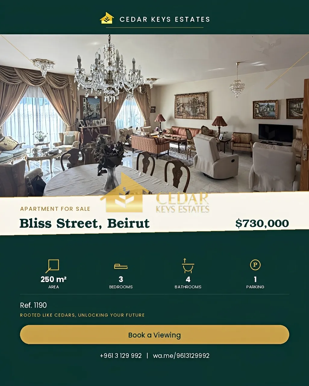 Apartment for sale in Bliss, Bayrut, Lebanon