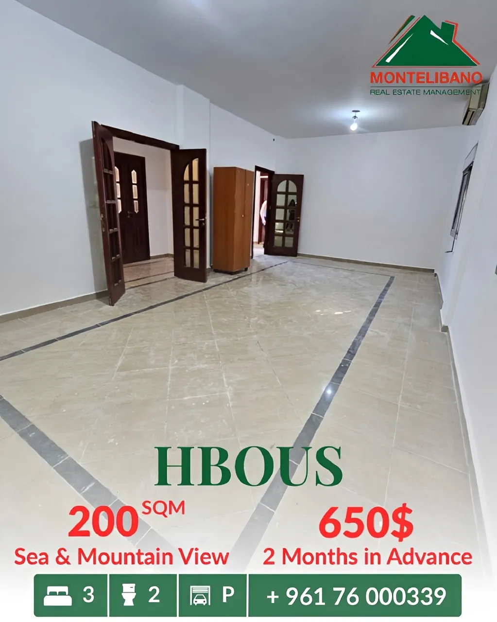 Apartment for rent in Hbous, Lebanon - 3 bed, 2 bath