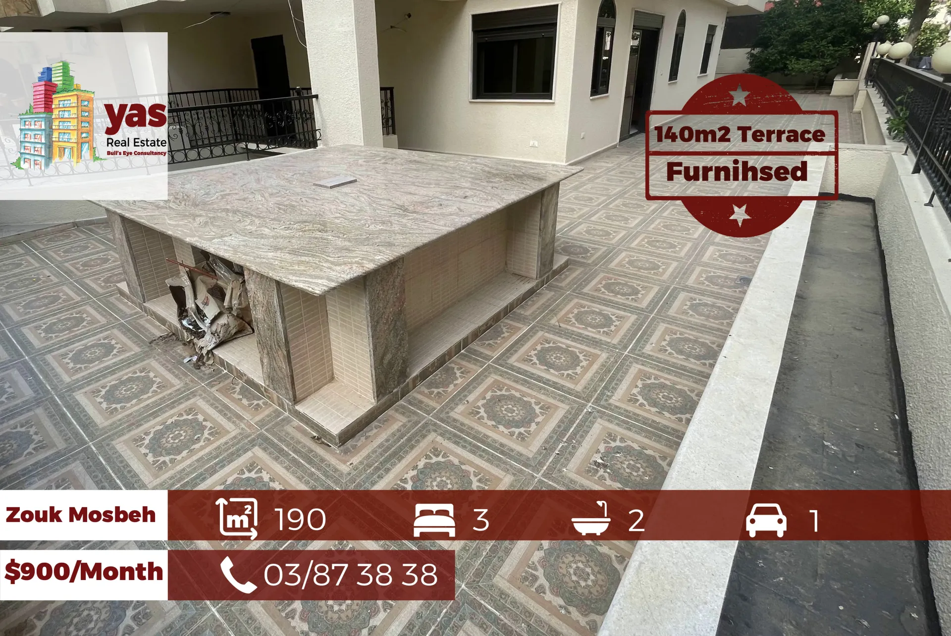 Apartment for Rent in Zouk Mosbeh - 3 bed, 2 bath