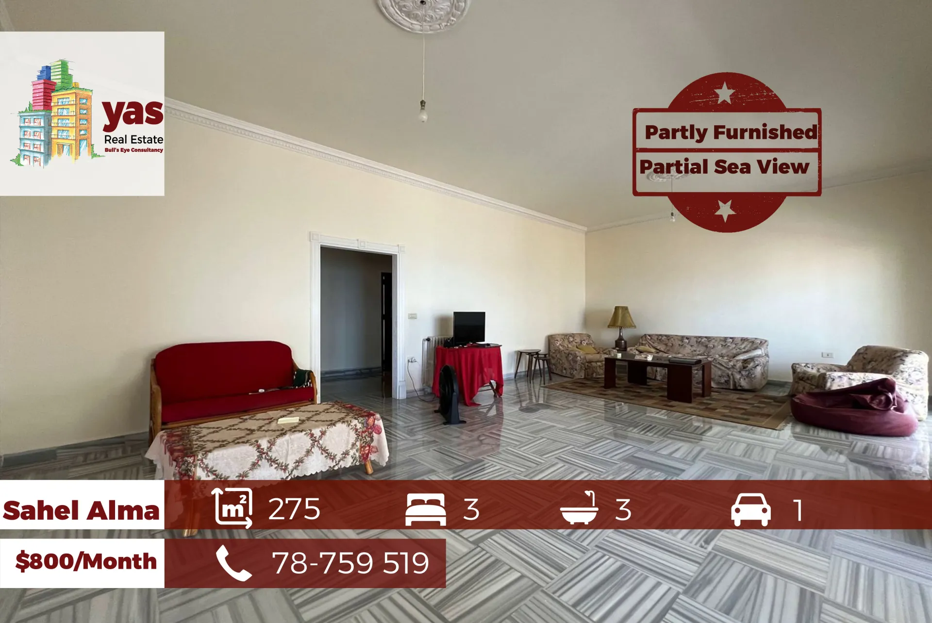 Apartment for Rent in Sahel Alma - 3 bed, 3 bath