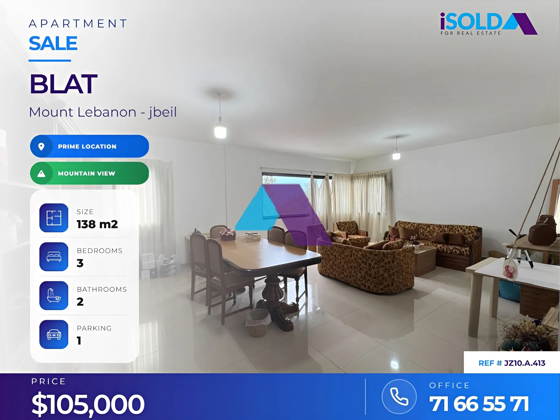 Apartment for sale in Blat, Lebanon