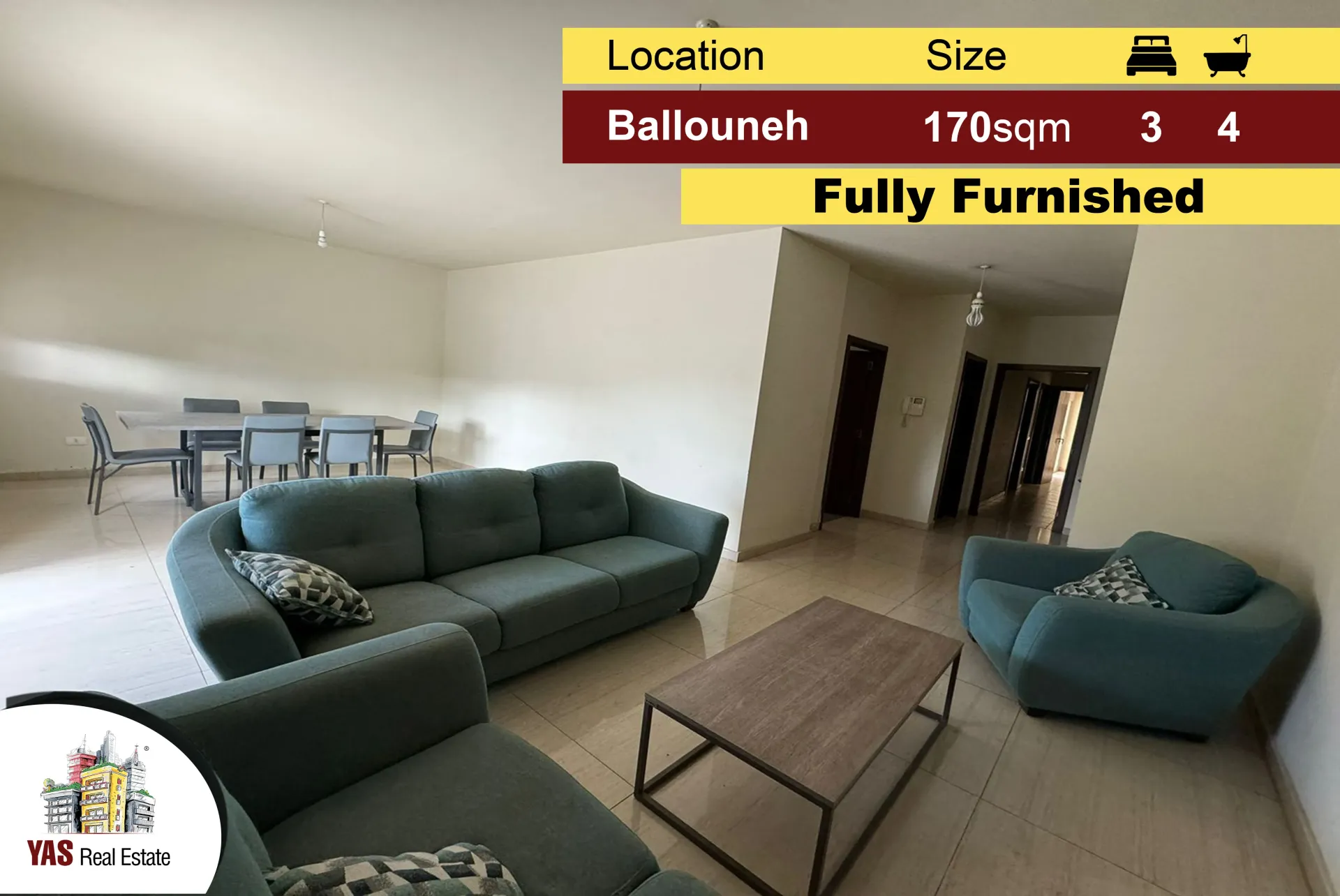 Apartment for Sale in Ballouneh - 3 bed, 4 bath