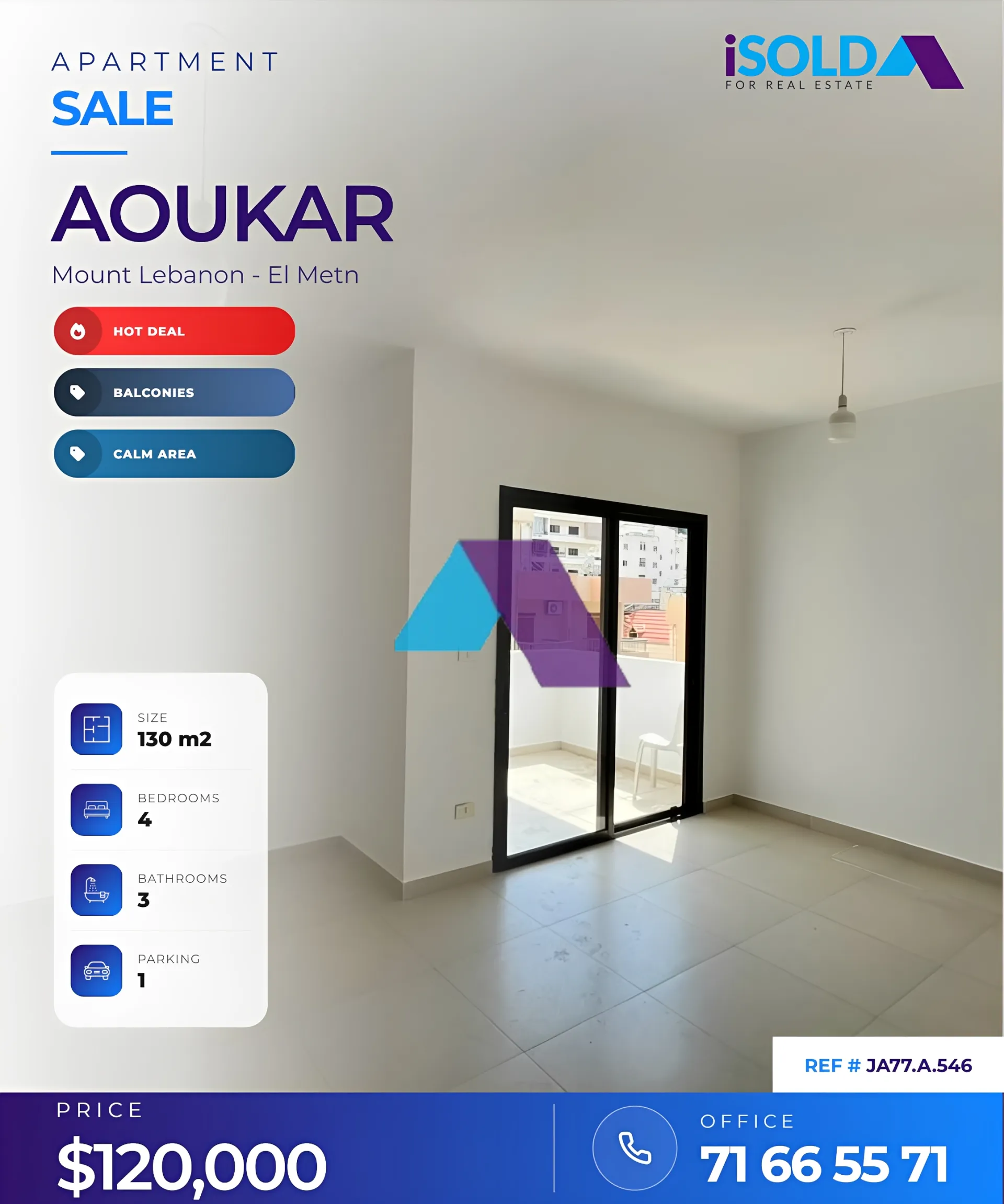 Apartment for sale in Aoukar, Lebanon