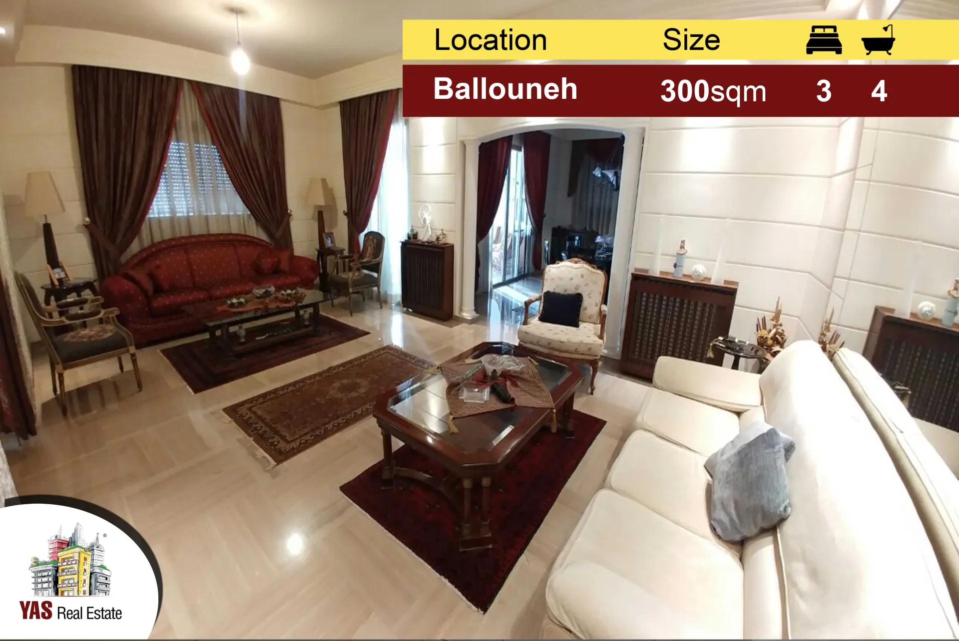 Apartment for Sale in Ballouneh - 3 bed, 4 bath