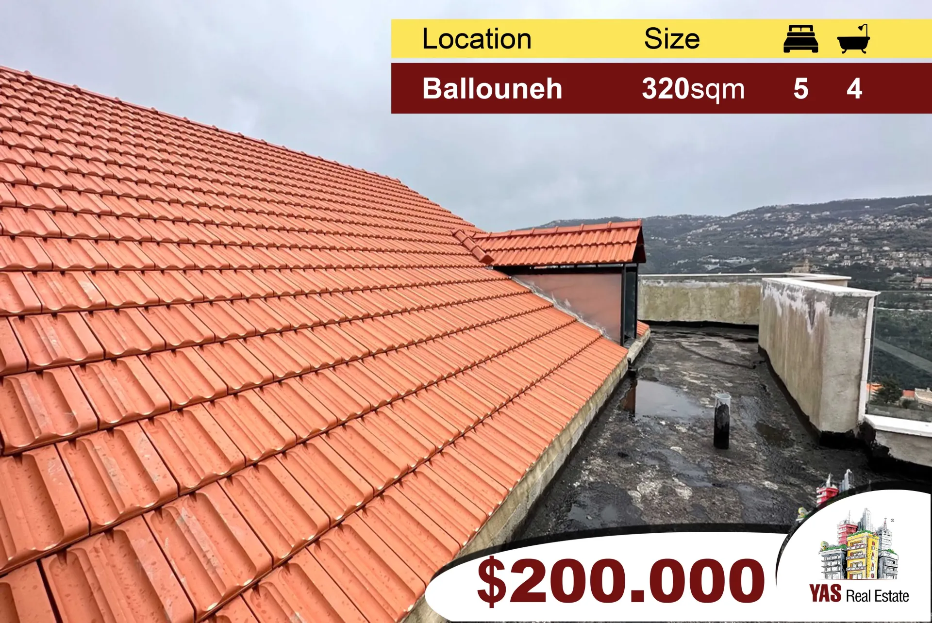 Apartment for Sale in Ballouneh - 5 bed, 4 bath