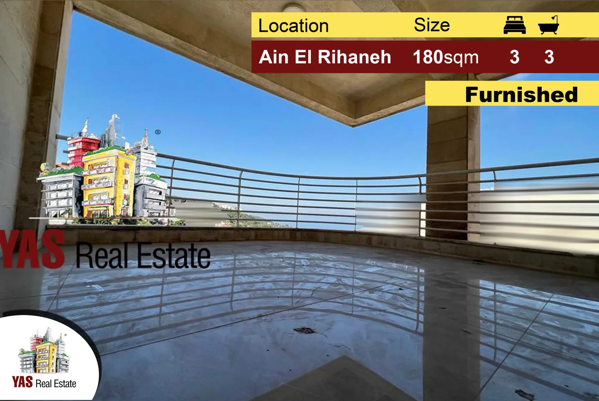 Apartment for Sale in Ain El Rihaneh - 3 bed, 3 bath