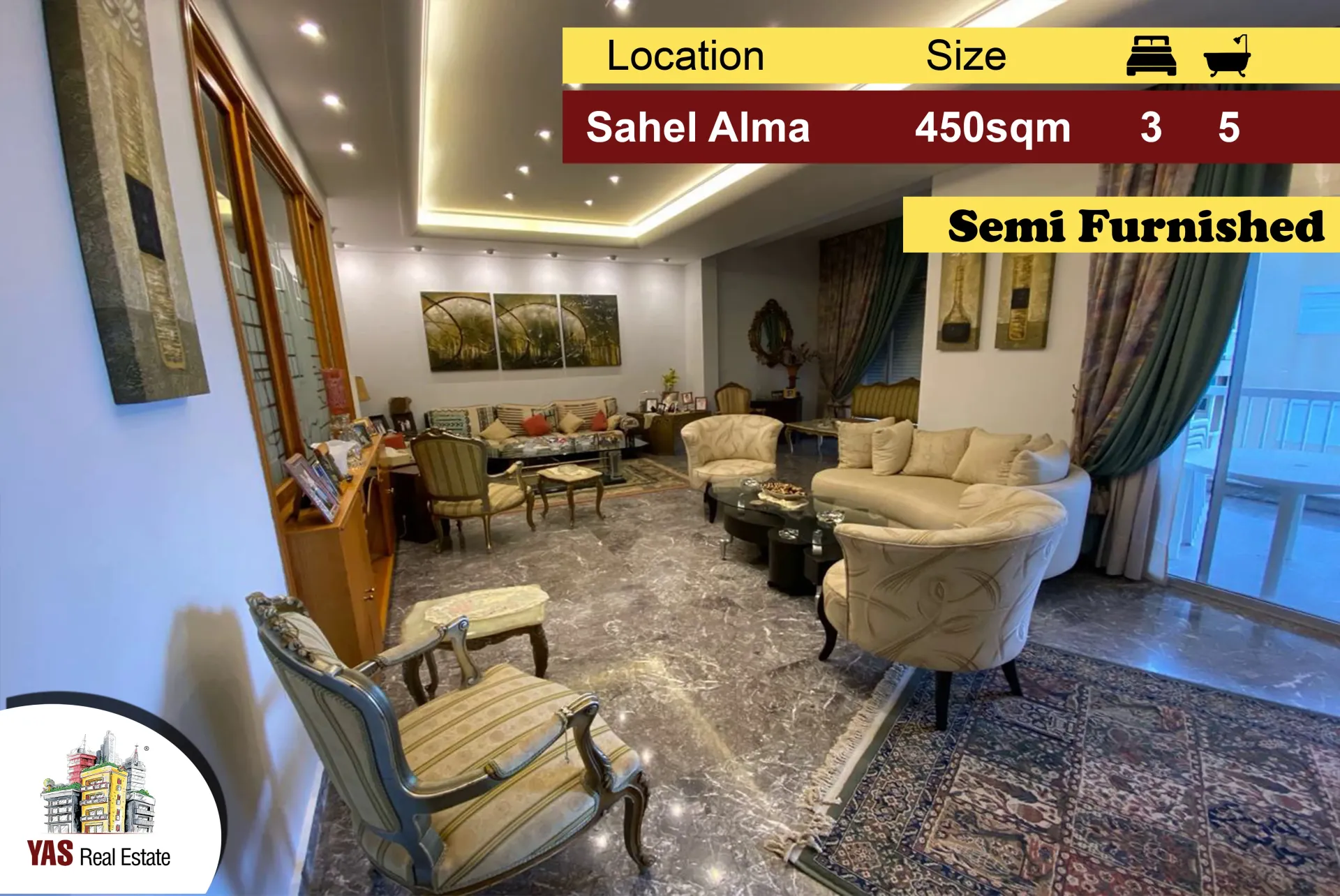 Apartment for Sale in Sahel Alma - 3 bed, 5 bath