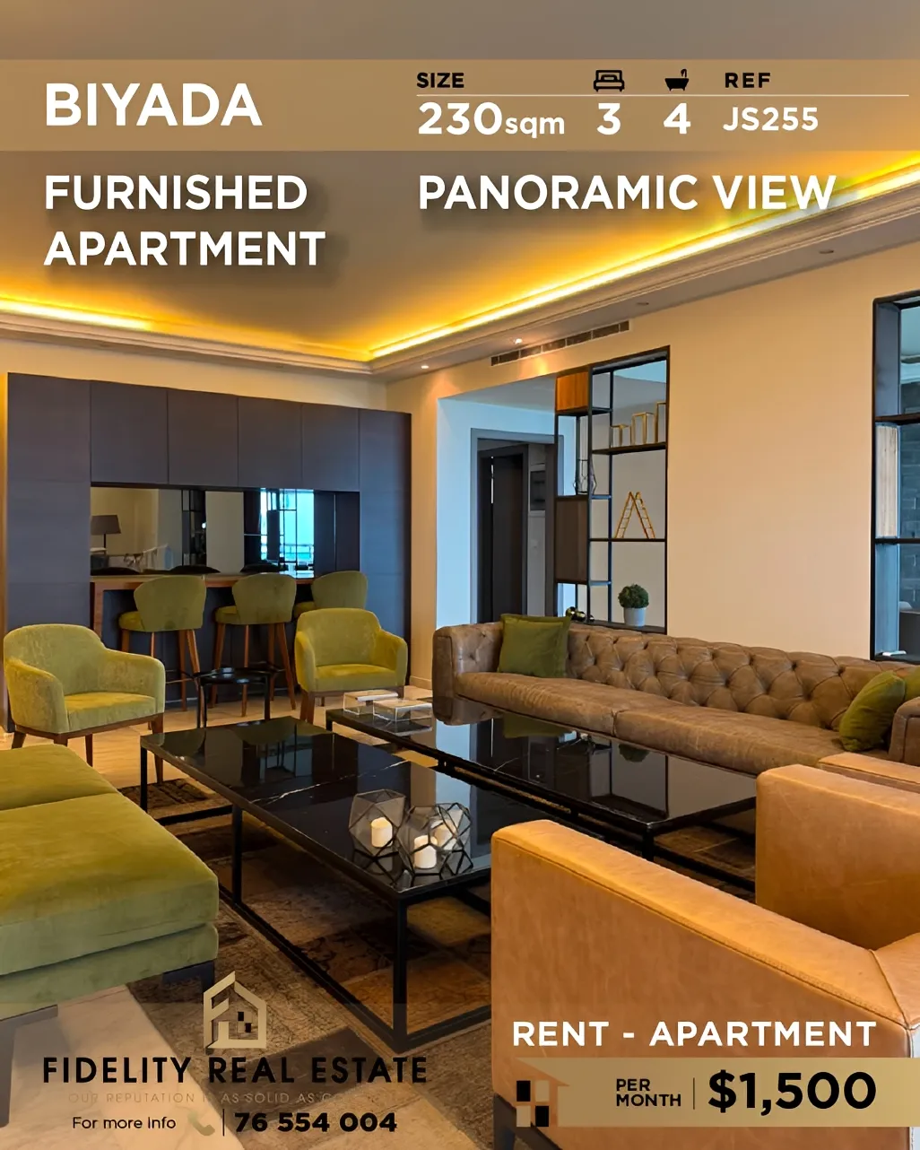 Apartment for rent in WJ98+96V, Bayada Main Road, Rabieh, Lebanon - 3 bed, 4 bath