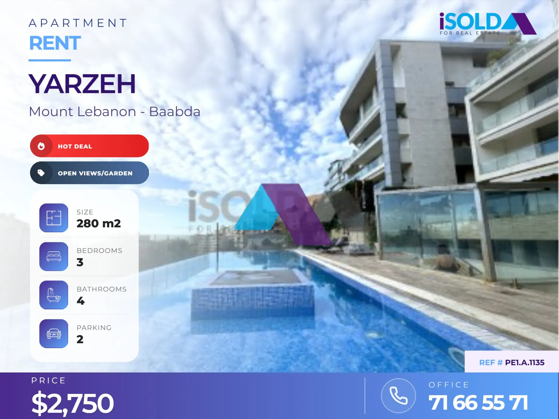 Apartment for rent in Yarzeh, Lebanon