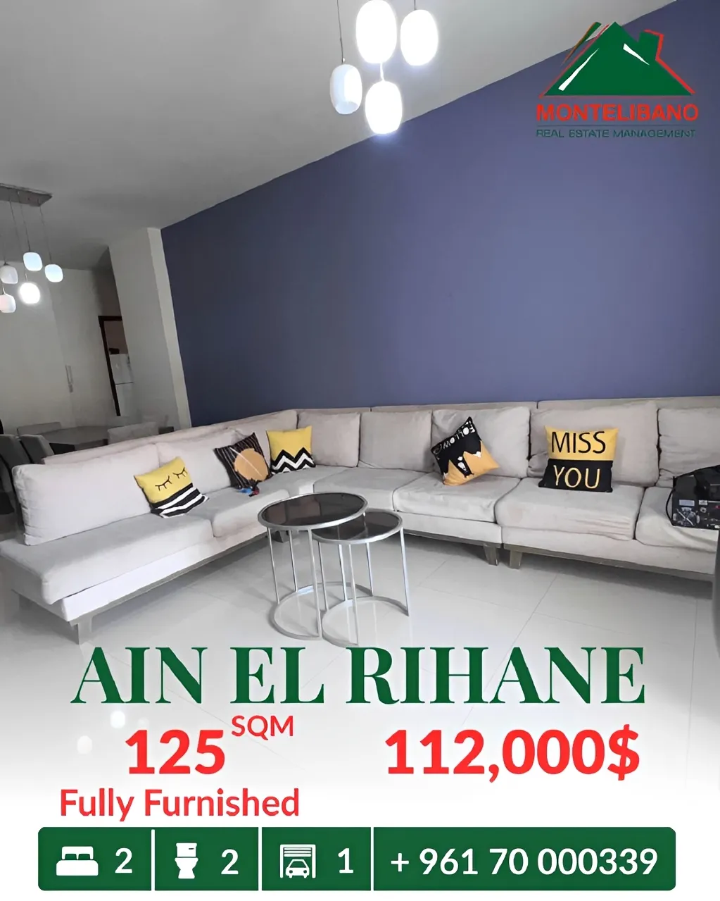 Apartment for sale in Ain El Rihaneh, Lebanon