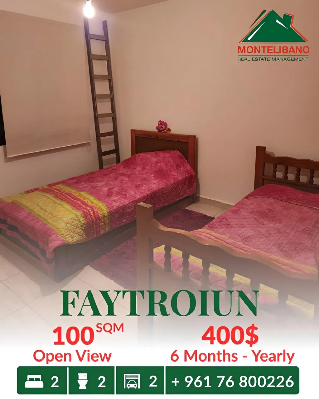 Apartment for rent in Faitroun, Lebanon