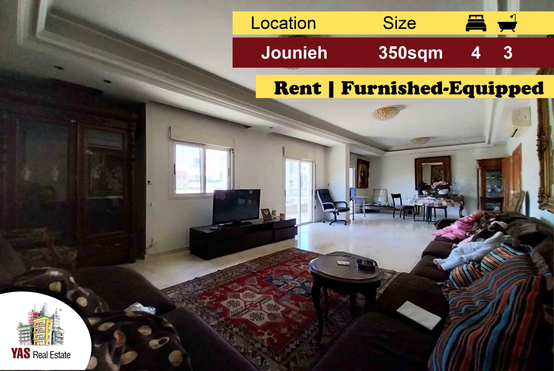 Apartment for Rent in Jounieh - 4 bed, 3 bath