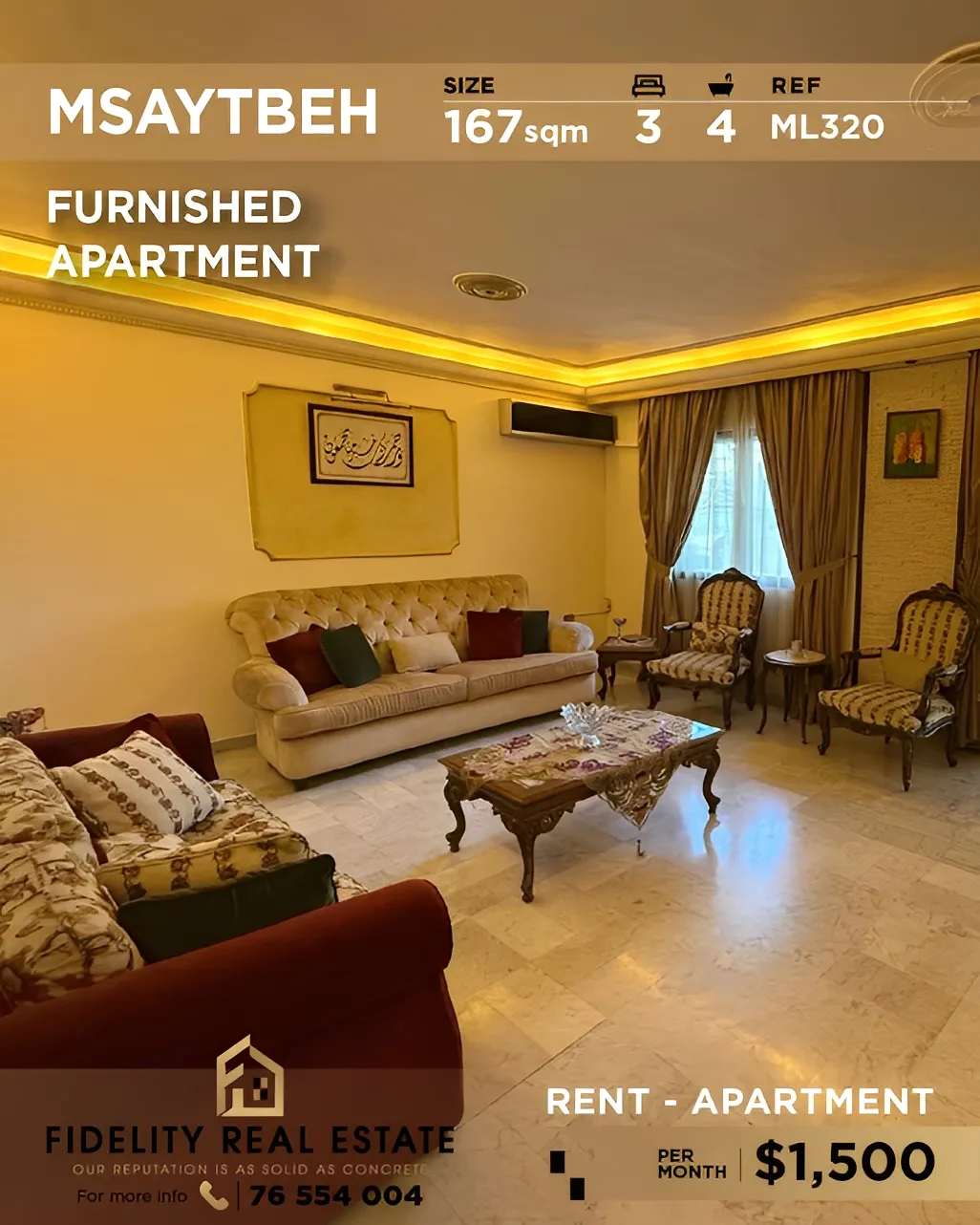 Apartment for Rent in Msaytbeh, Beirut, Lebanon