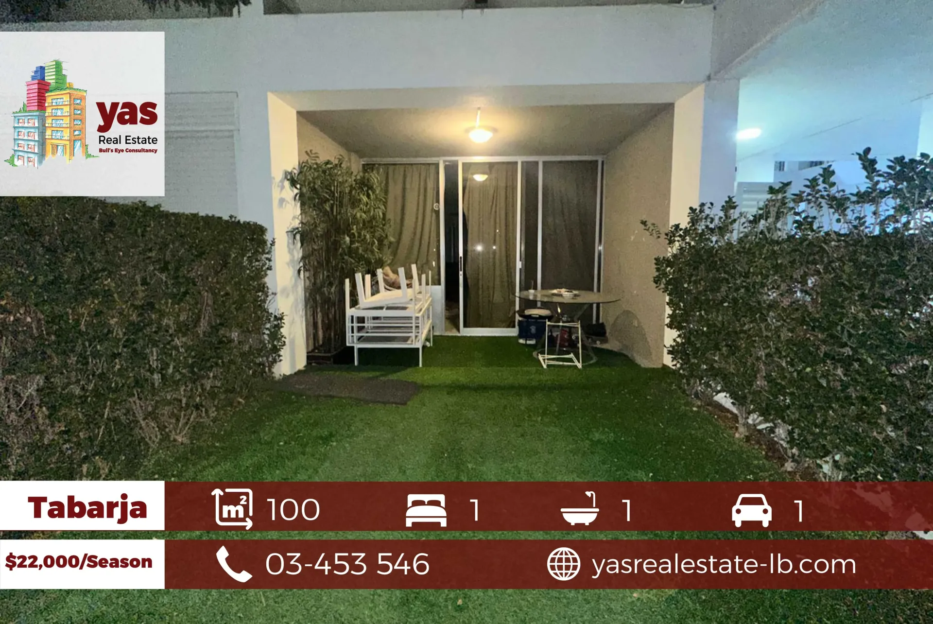 Chalet for rent in Tabarja - 1 bed, 1 bath