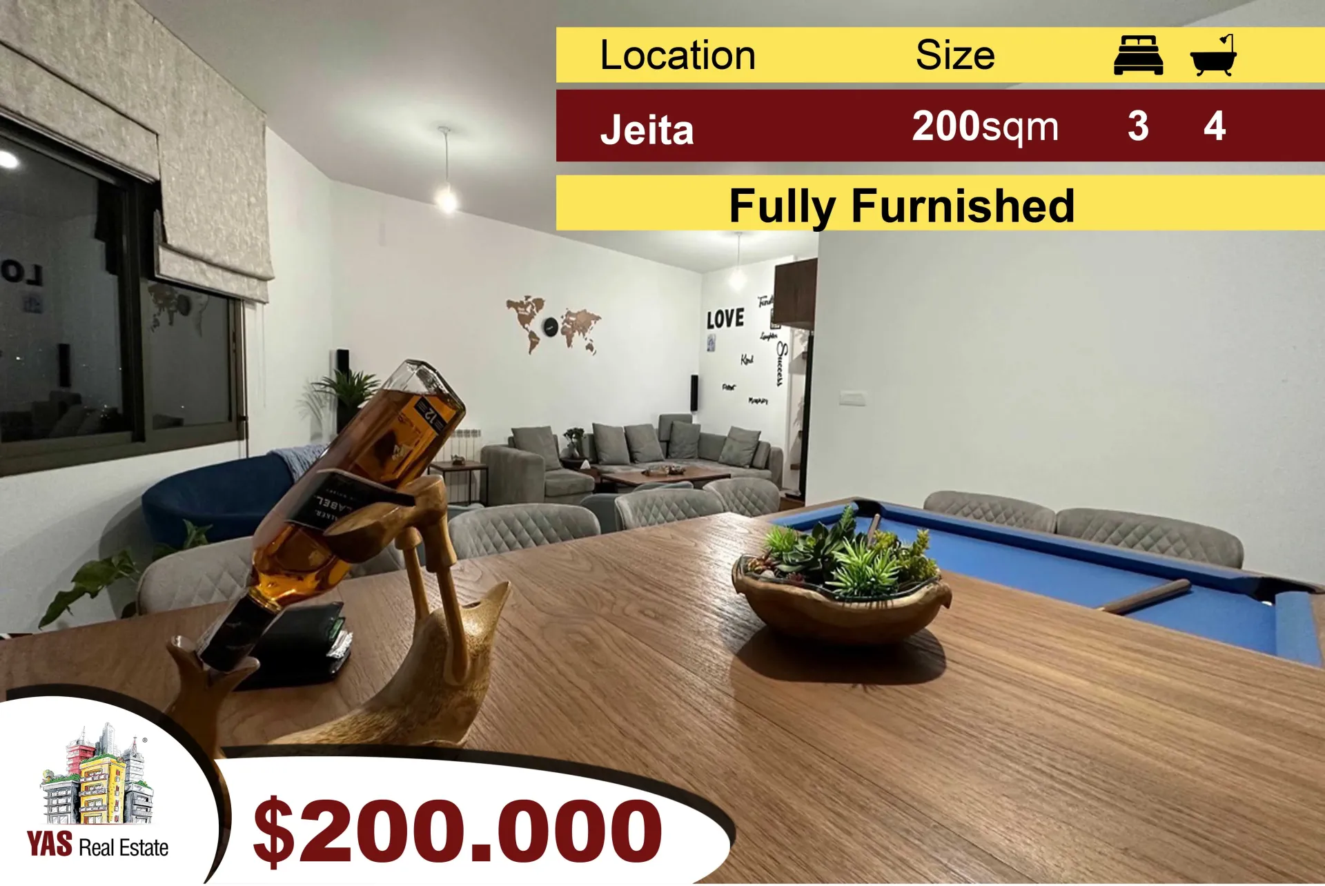 Apartment for Sale in Jeita - 3 bed, 4 bath