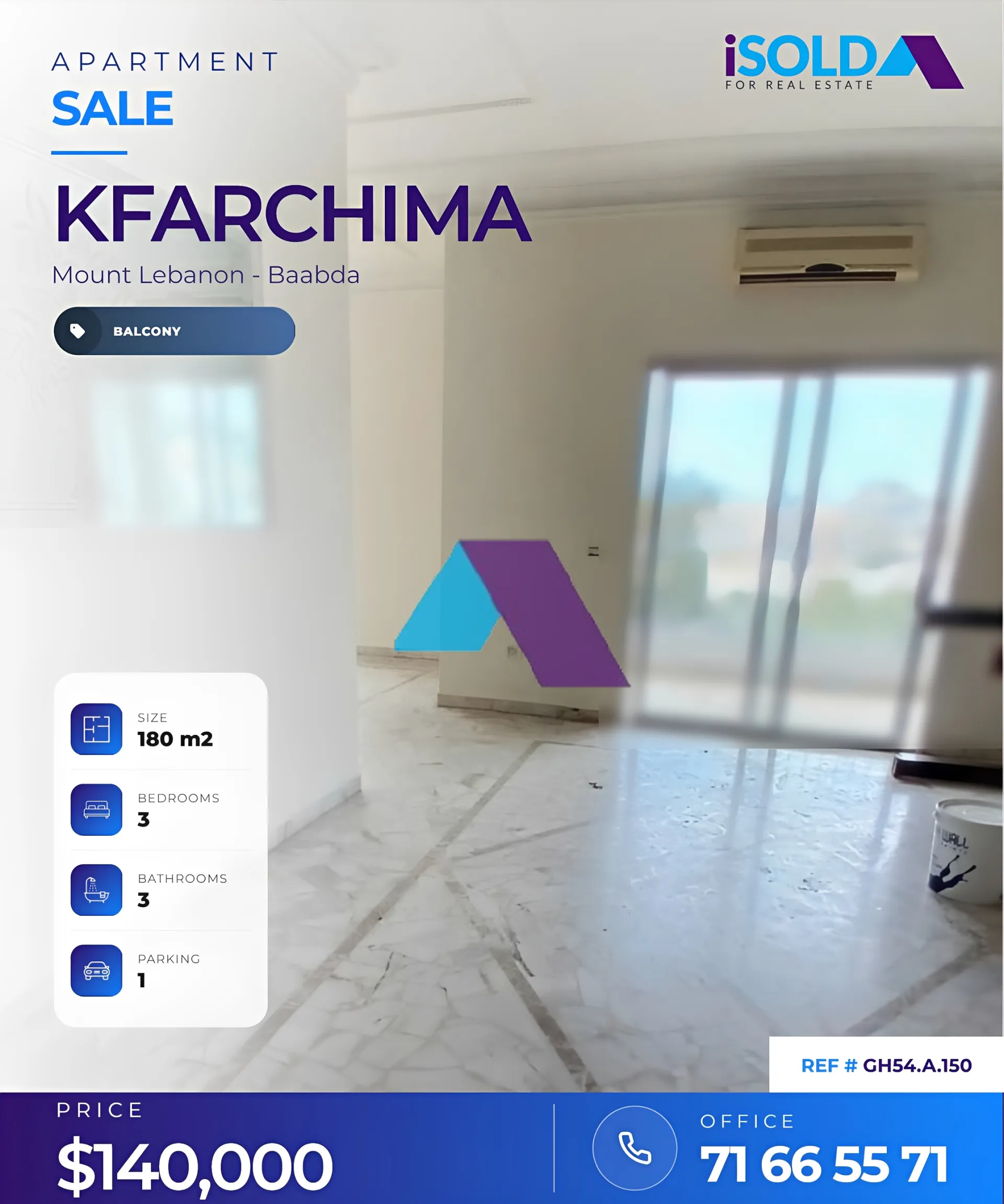 Apartment for sale in Kfarchima, Lebanon