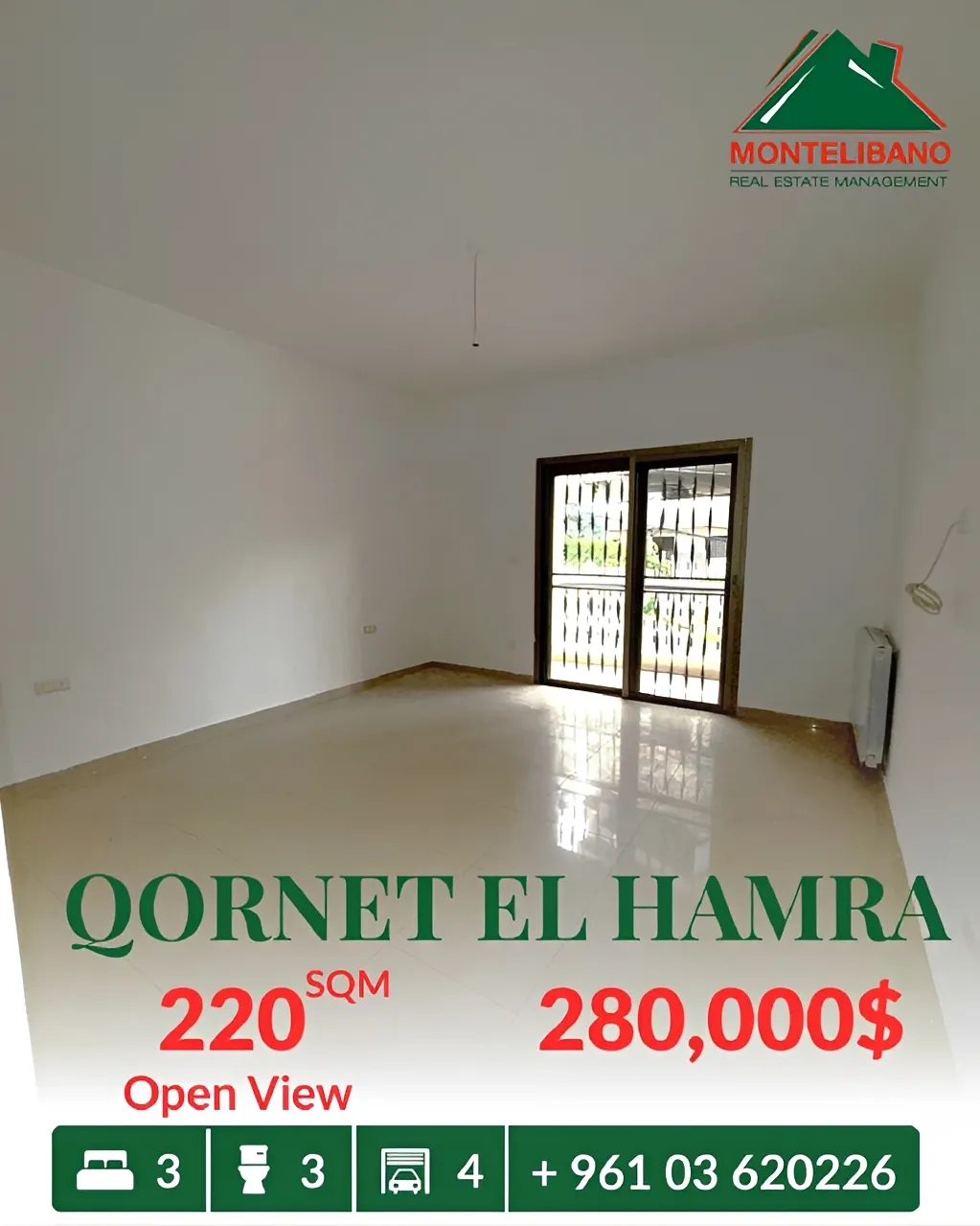 Apartment for sale in Qornet El Hamra, Lebanon