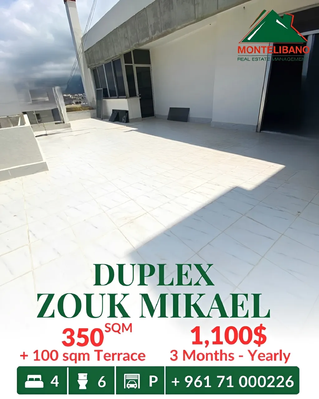 Duplex for rent in Zouk Mikael, Lebanon - 4 bed, 6 bath