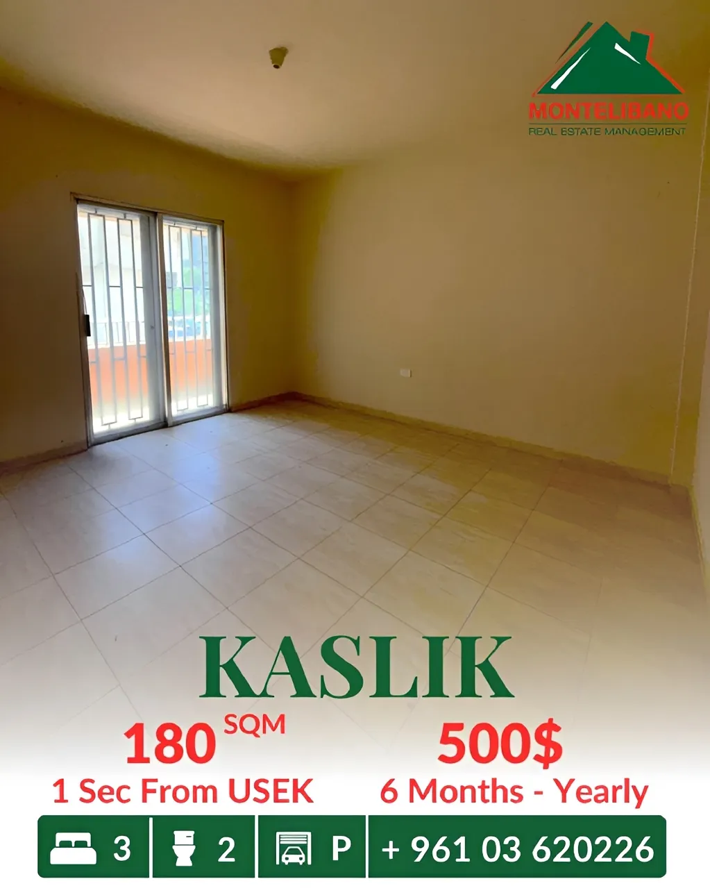 Apartment for rent in Kaslik, Lebanon