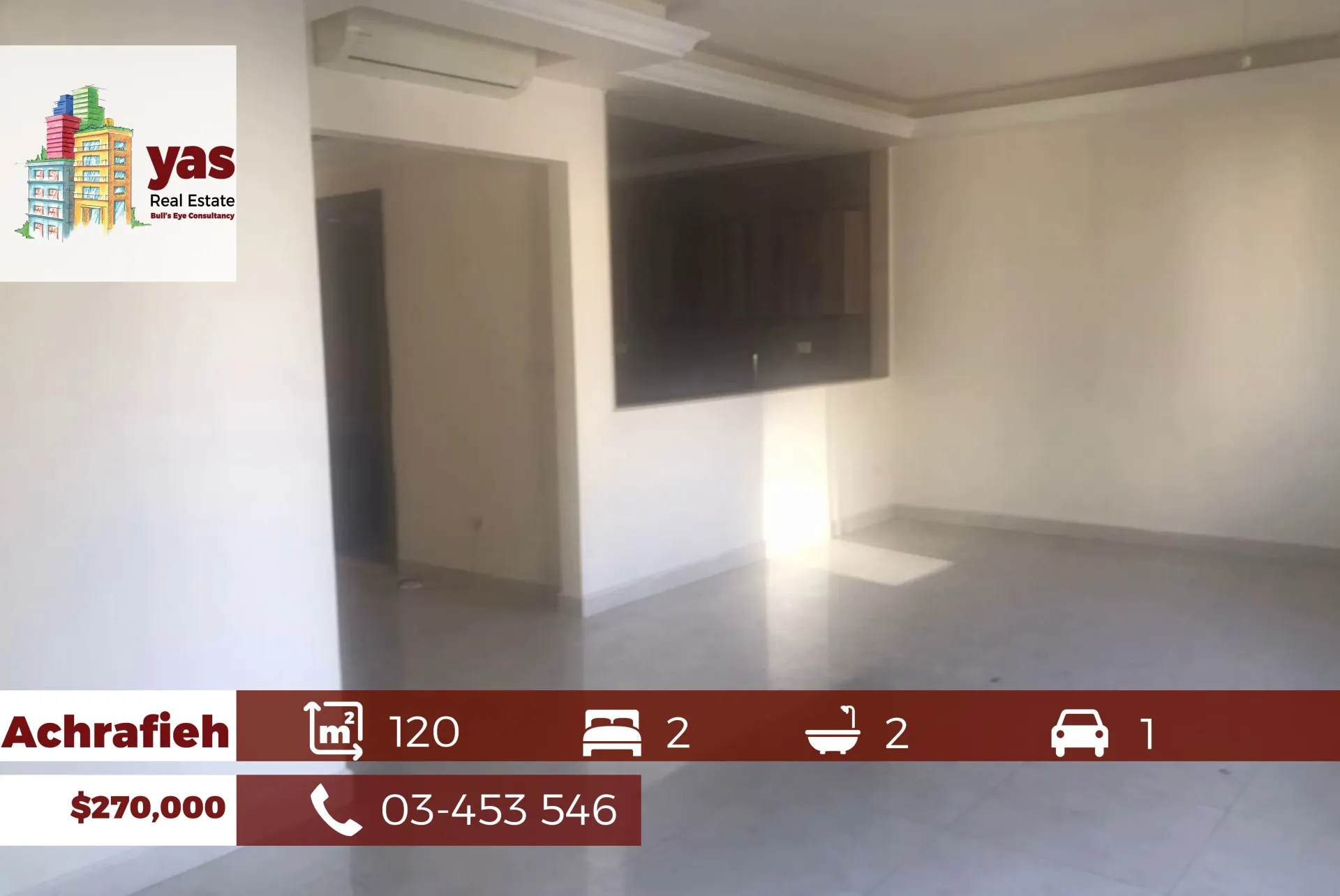 Apartment for Sale in Achrafieh - 2 bed, 2 bath