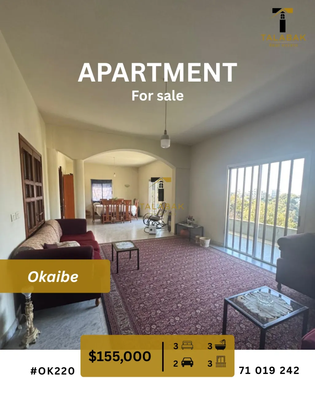 Apartment for sale in Aaqbiyeh, Lebanon
