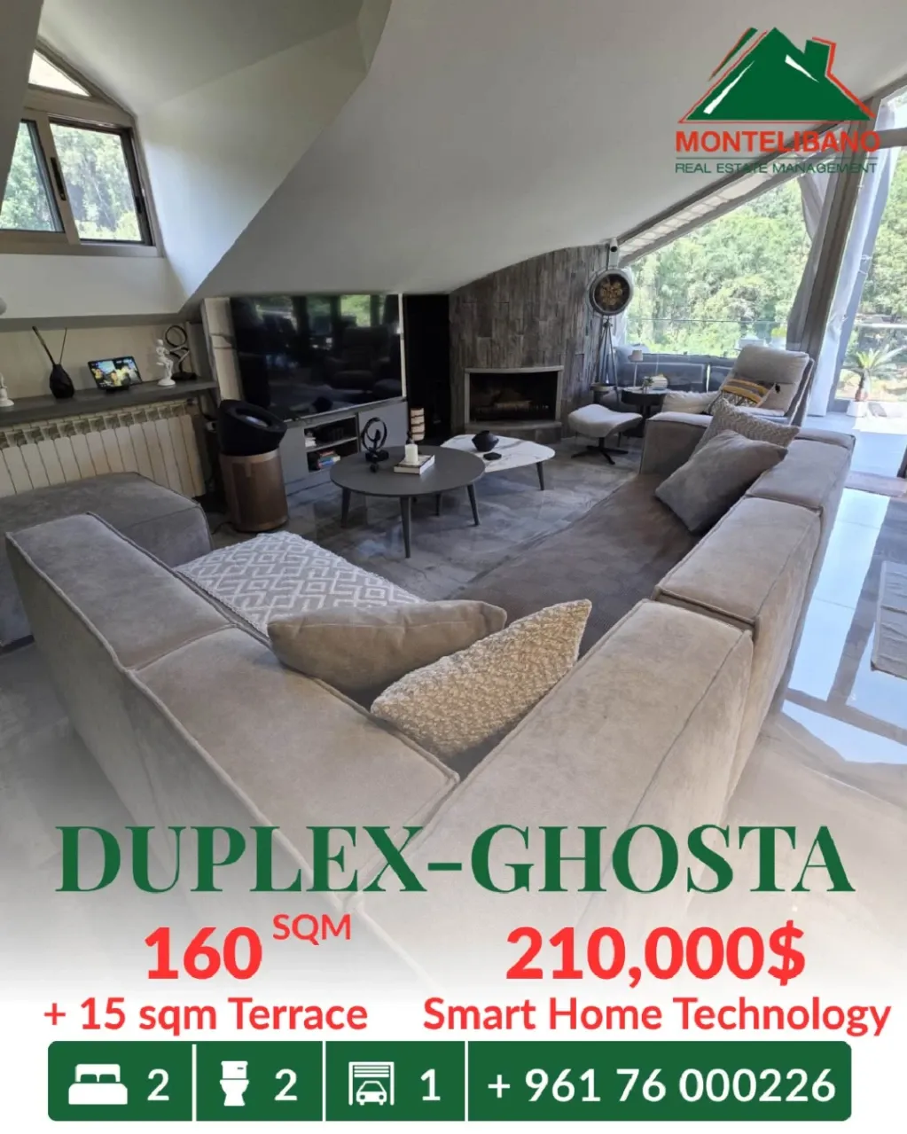 Duplex for sale in Ghosta, Lebanon - 2 bed, 2 bath