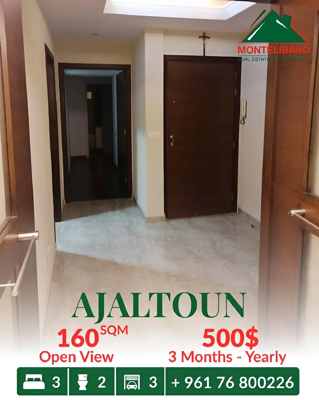 Apartment for rent in Ajaltoun