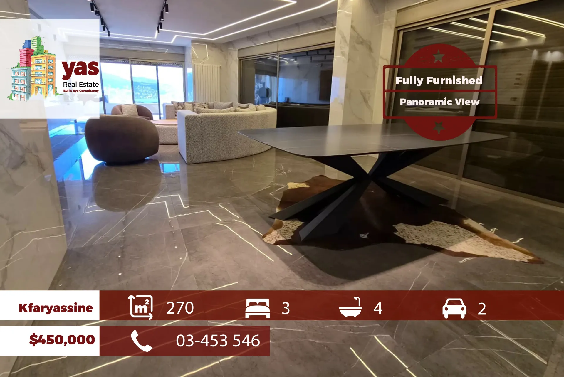 Apartment for Sale in Kfar Yassine - 3 bed, 4 bath