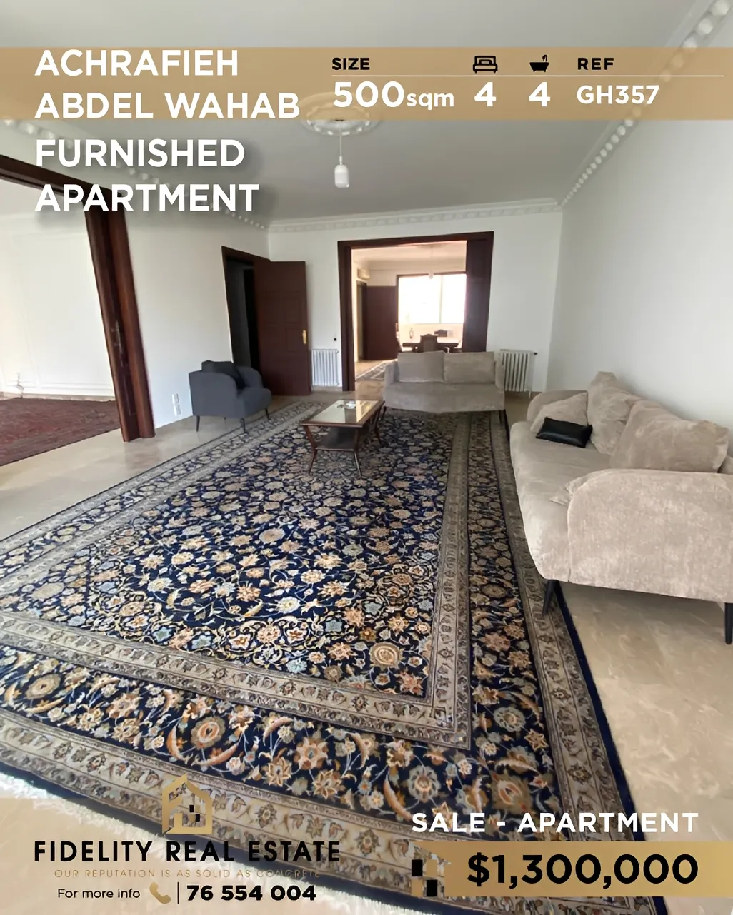 Apartment for sale in Achrafieh, Beirut, Lebanon - 4 bed, 4 bath