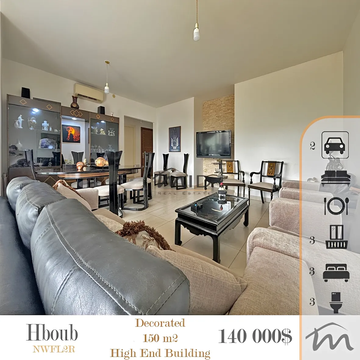 Apartment for sale in Hboub, aannaya, lebanon - 3 bed, 3.0 bath