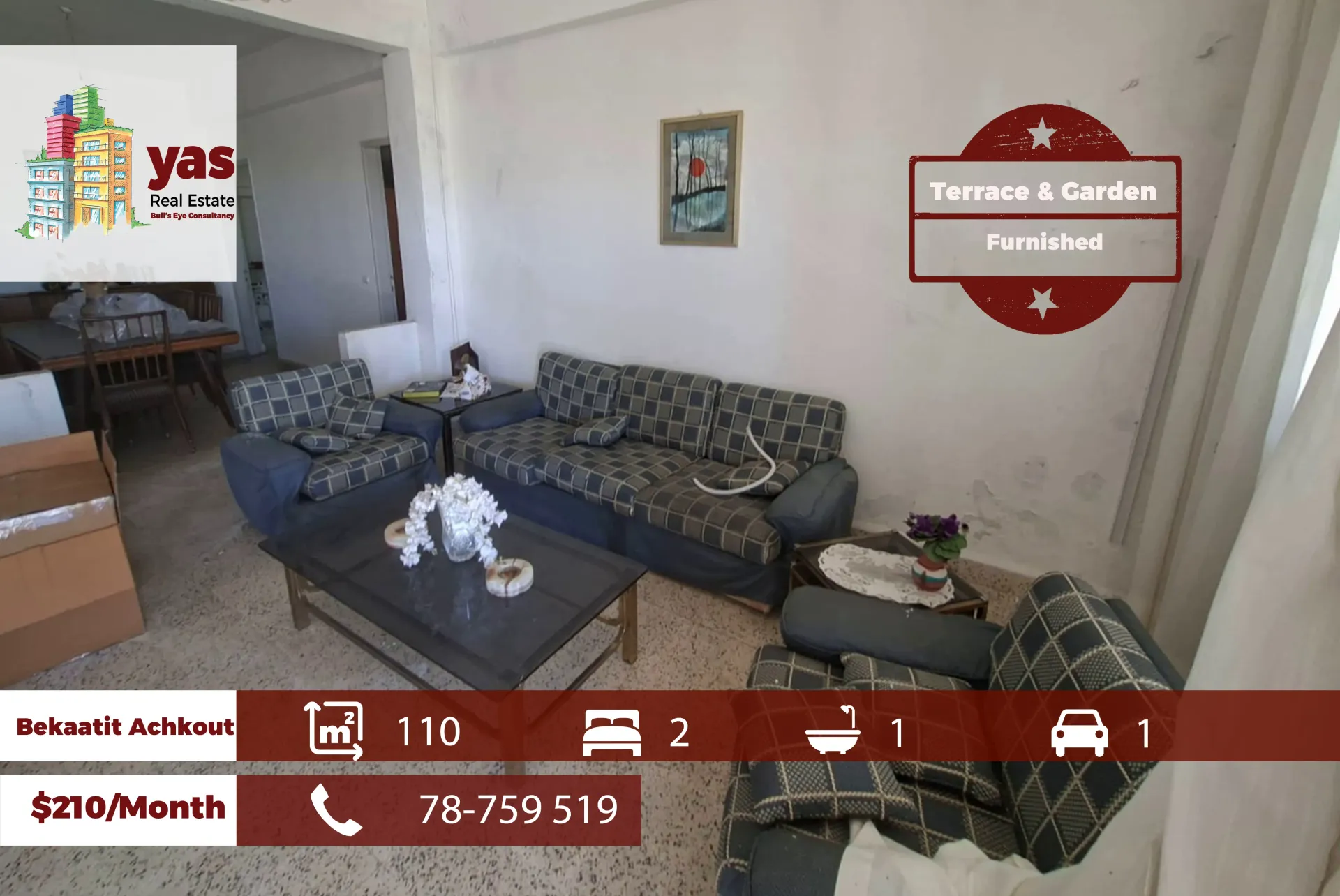Apartment for Rent in Bekaata Ashqout - 2 bed, 1 bath