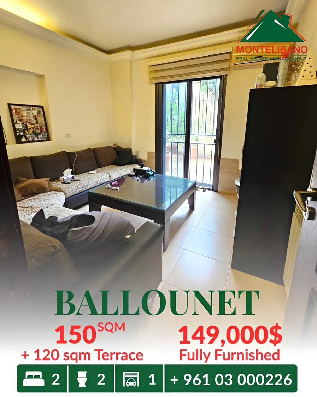 Apartment for sale in Ballouneh