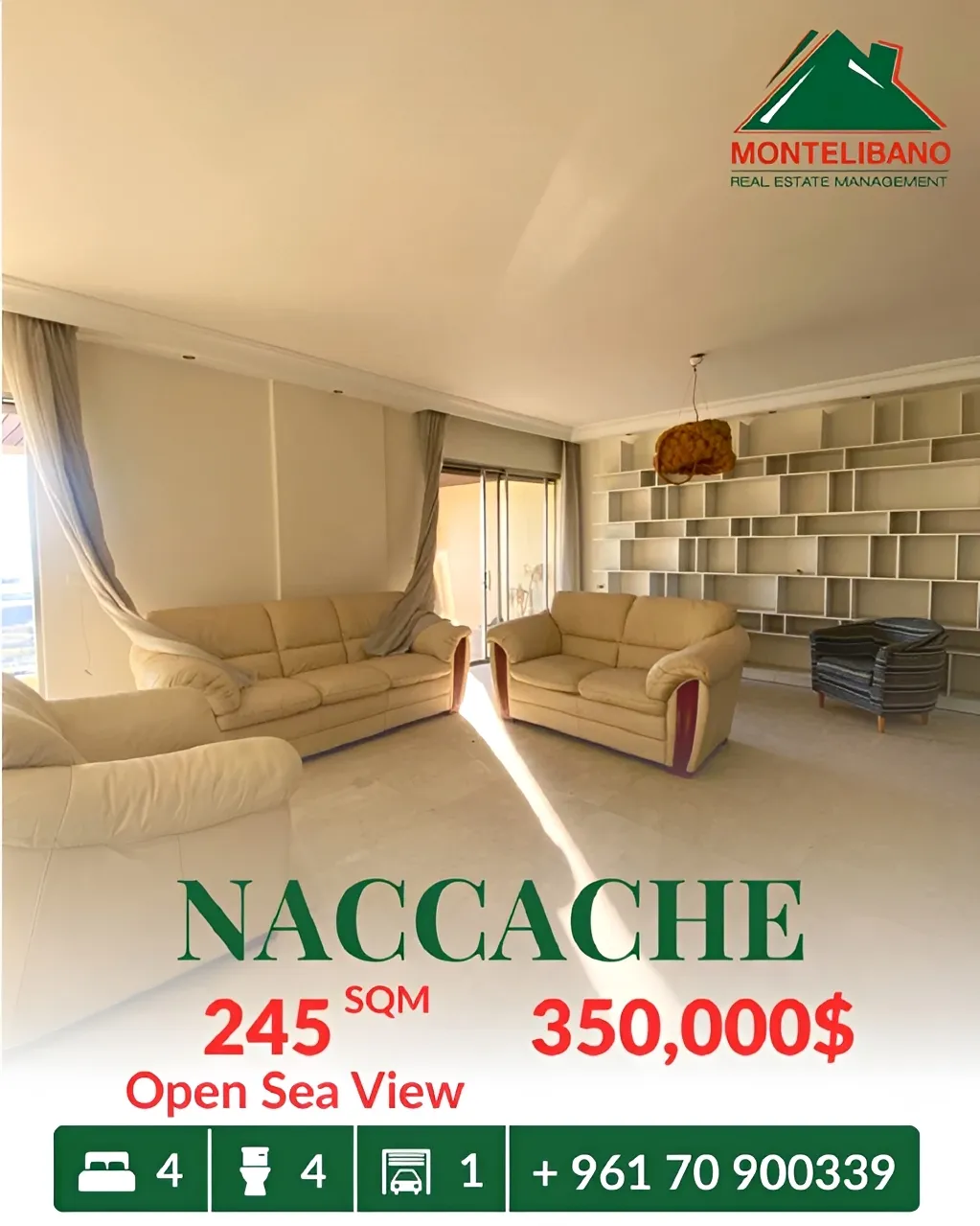 Apartment for sale in Naccache, Lebanon - 4 bed, 4 bath