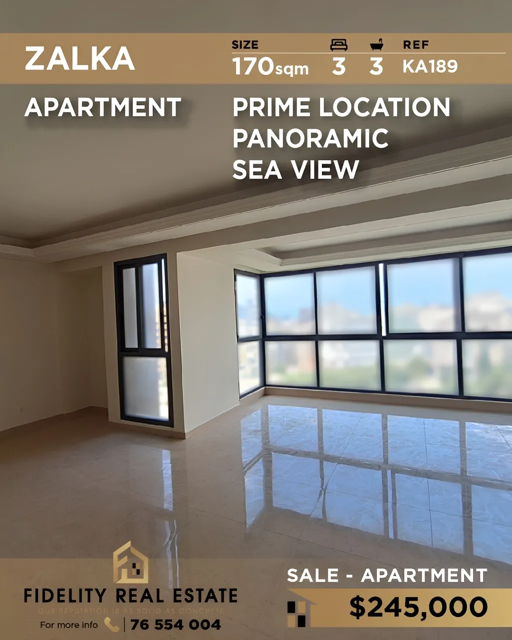 Apartment for sale in Zalqa, Lebanon - 3 bed, 3 bath