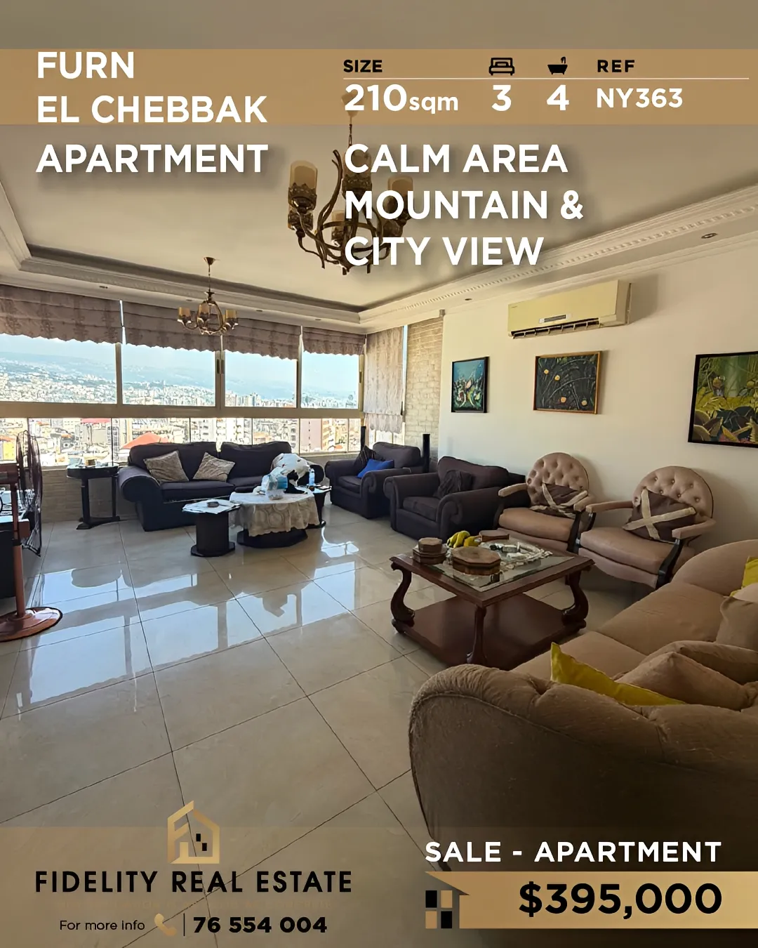 Apartment for sale in Forn El Chebbak, Lebanon - 3 bed, 4 bath
