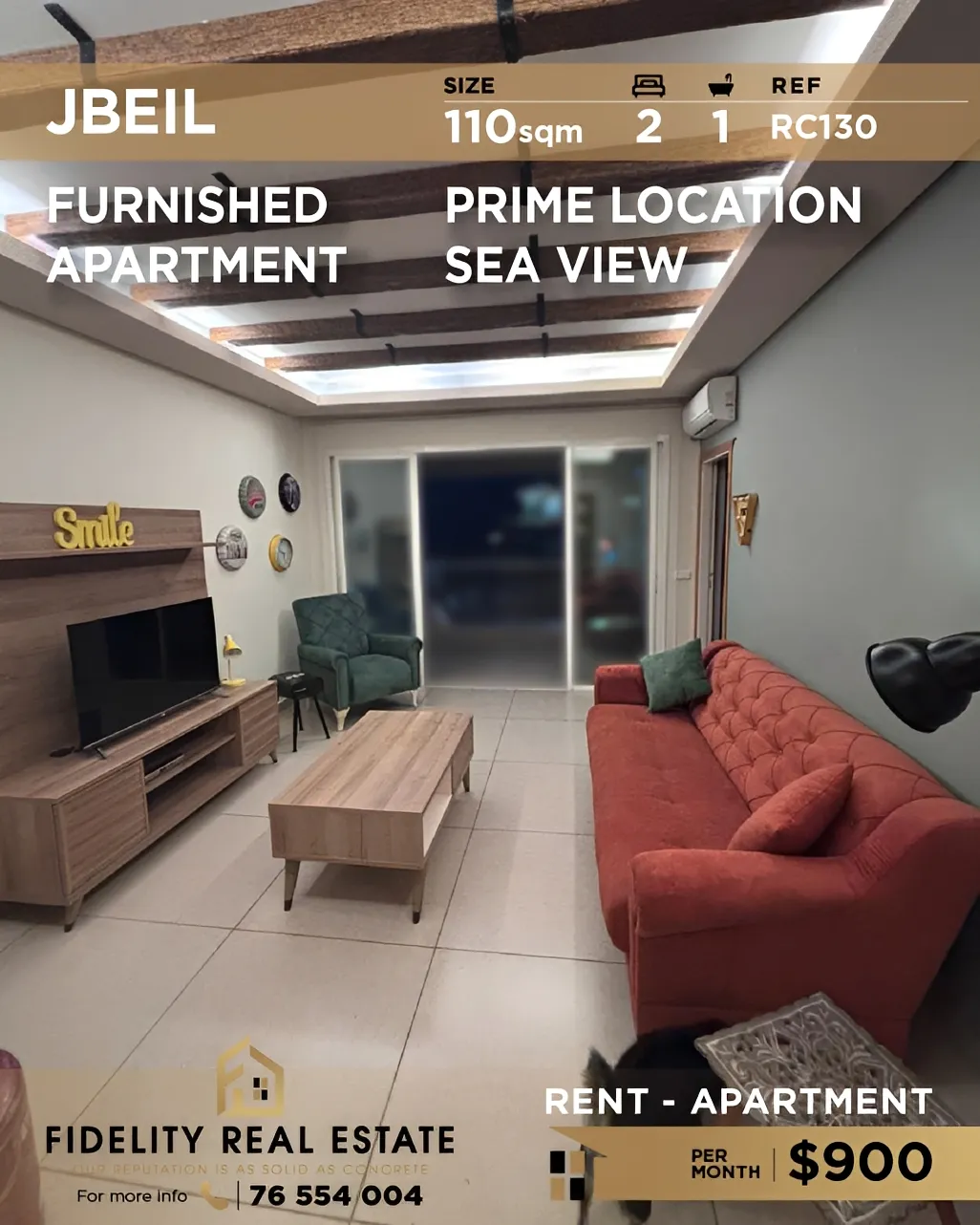 Apartment for rent in Jbeil, Lebanon - 2 bed, 1 bath