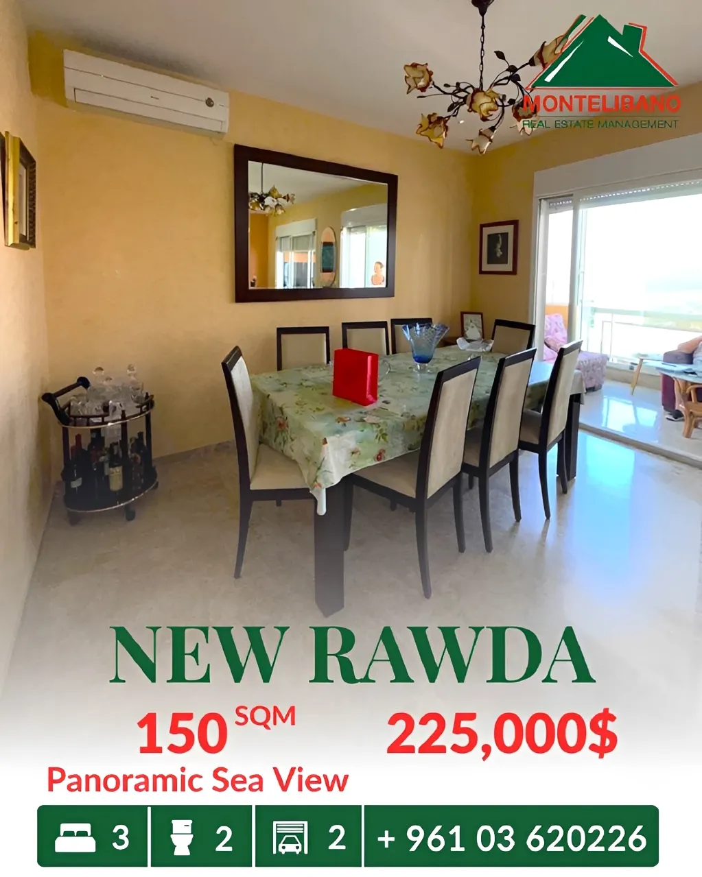 Apartment for sale in New Rawda, Beirut, Lebanon - 3 bed, 2 bath