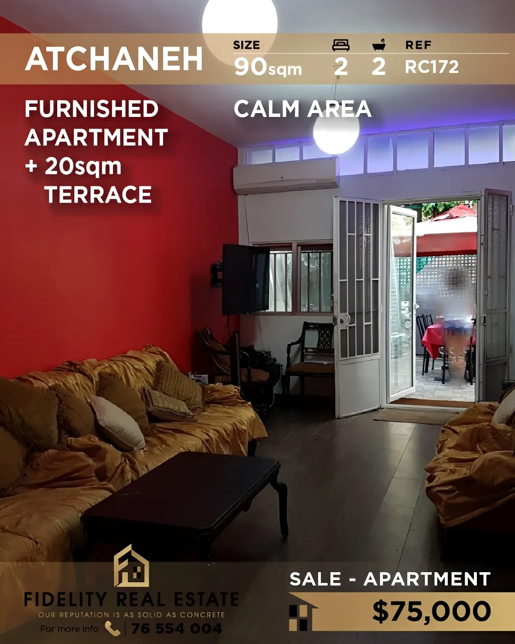 Apartment for sale in Atchane, Lebanon - 2 bed, 2 bath