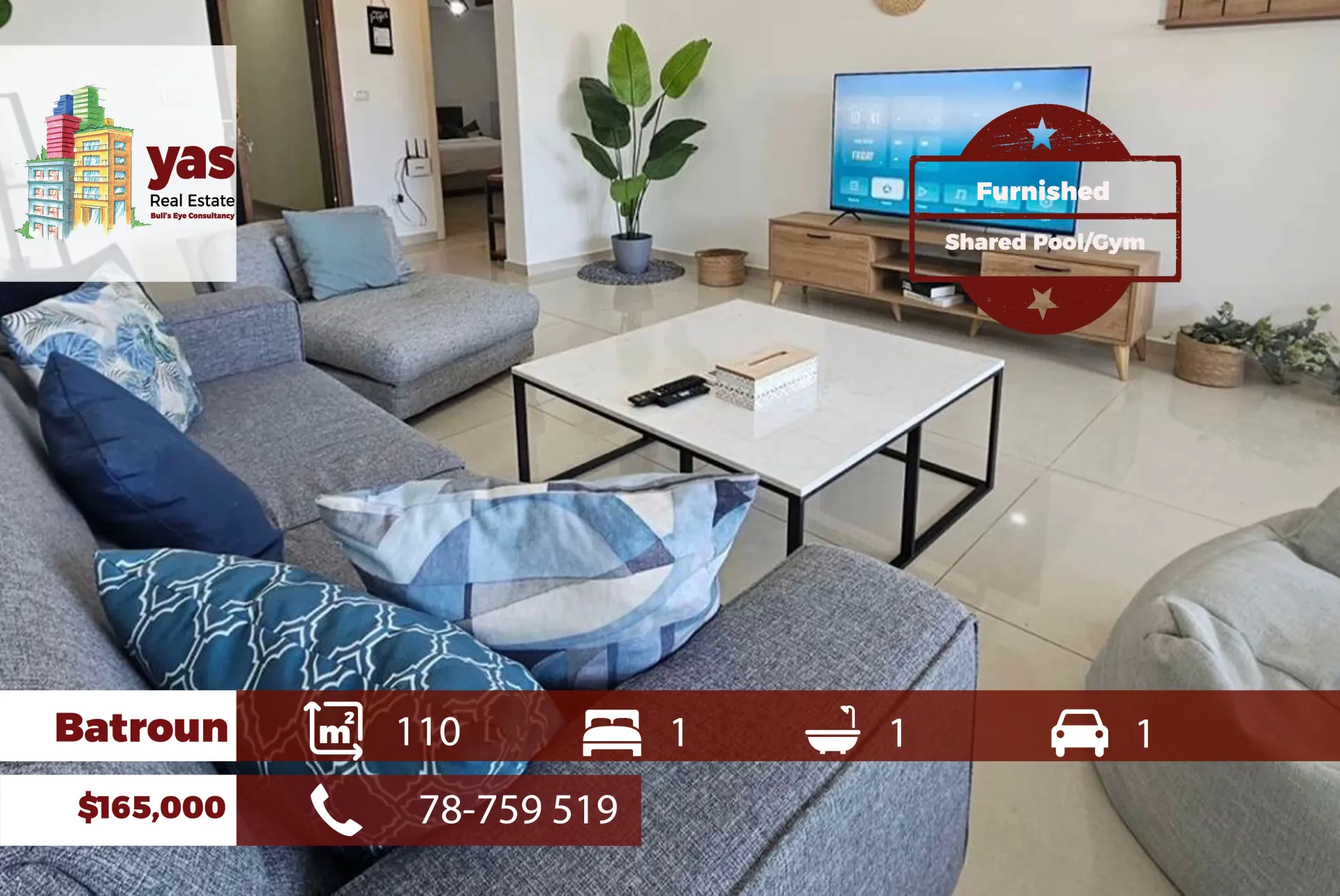 Apartment for Sale in Batroun - 1 bed, 1 bath