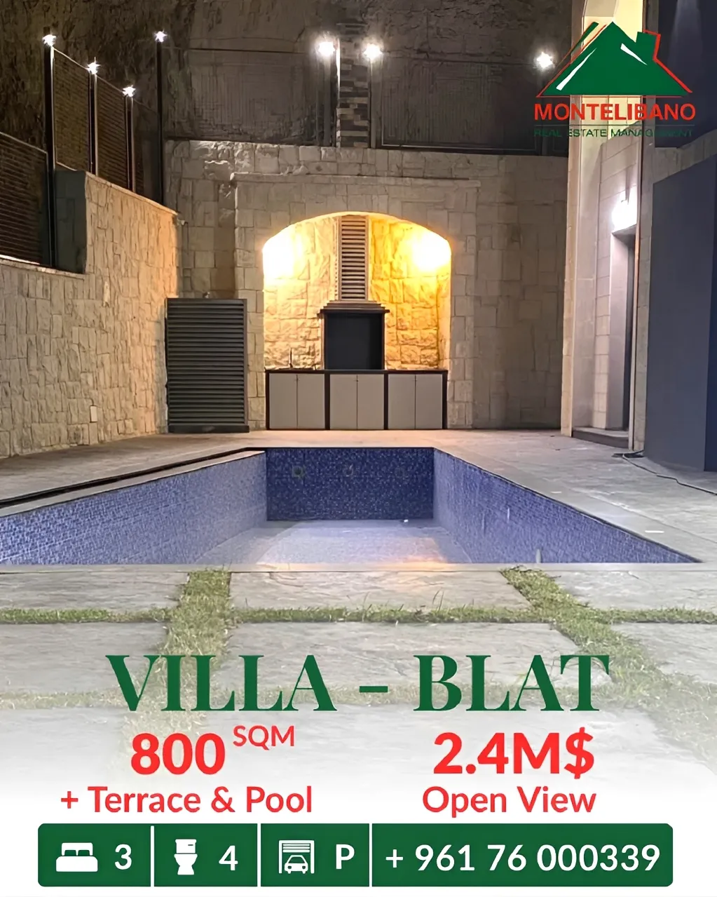 Villa for sale in Blat, Lebanon