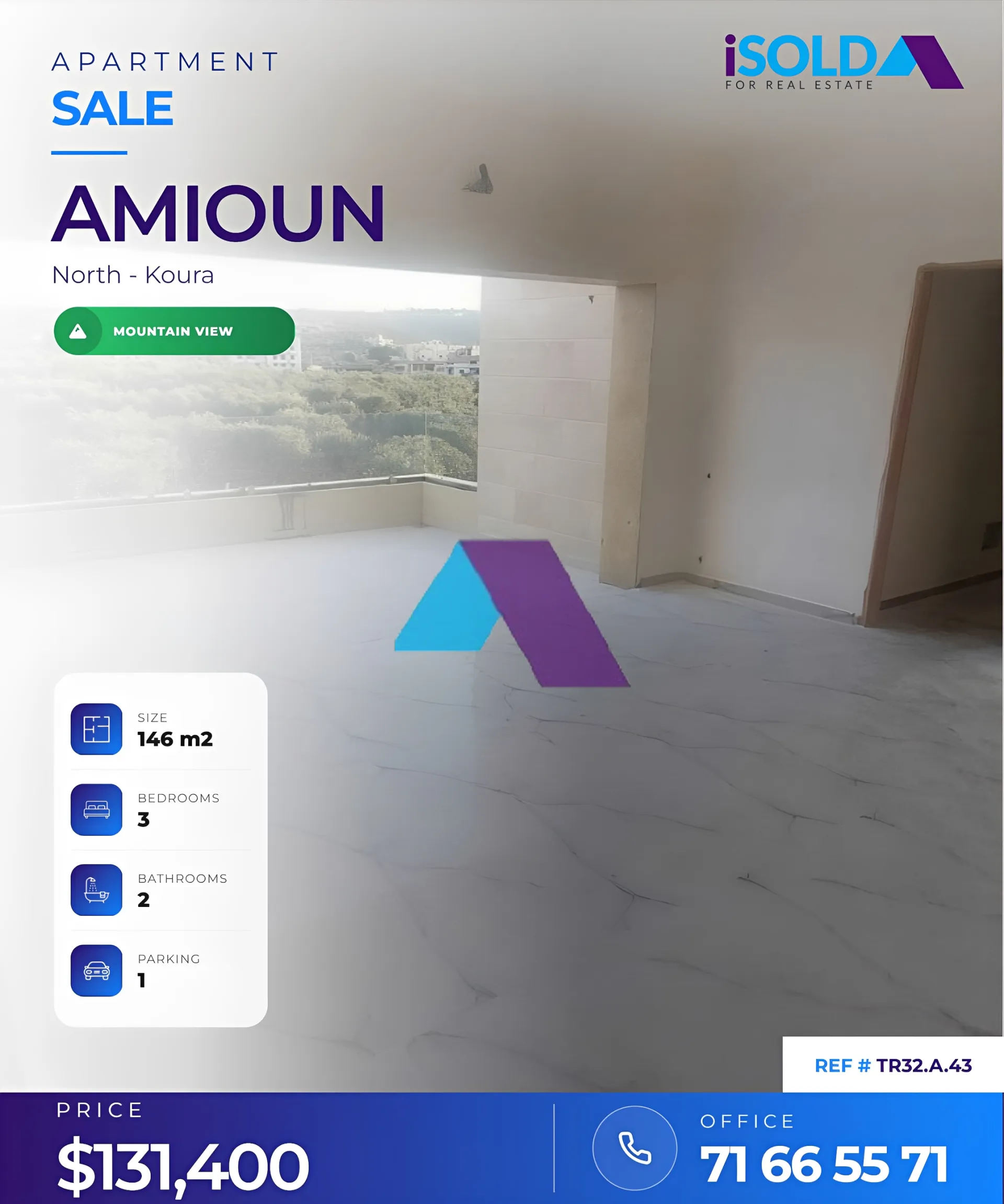 Apartment for sale in Amioun, Lebanon
