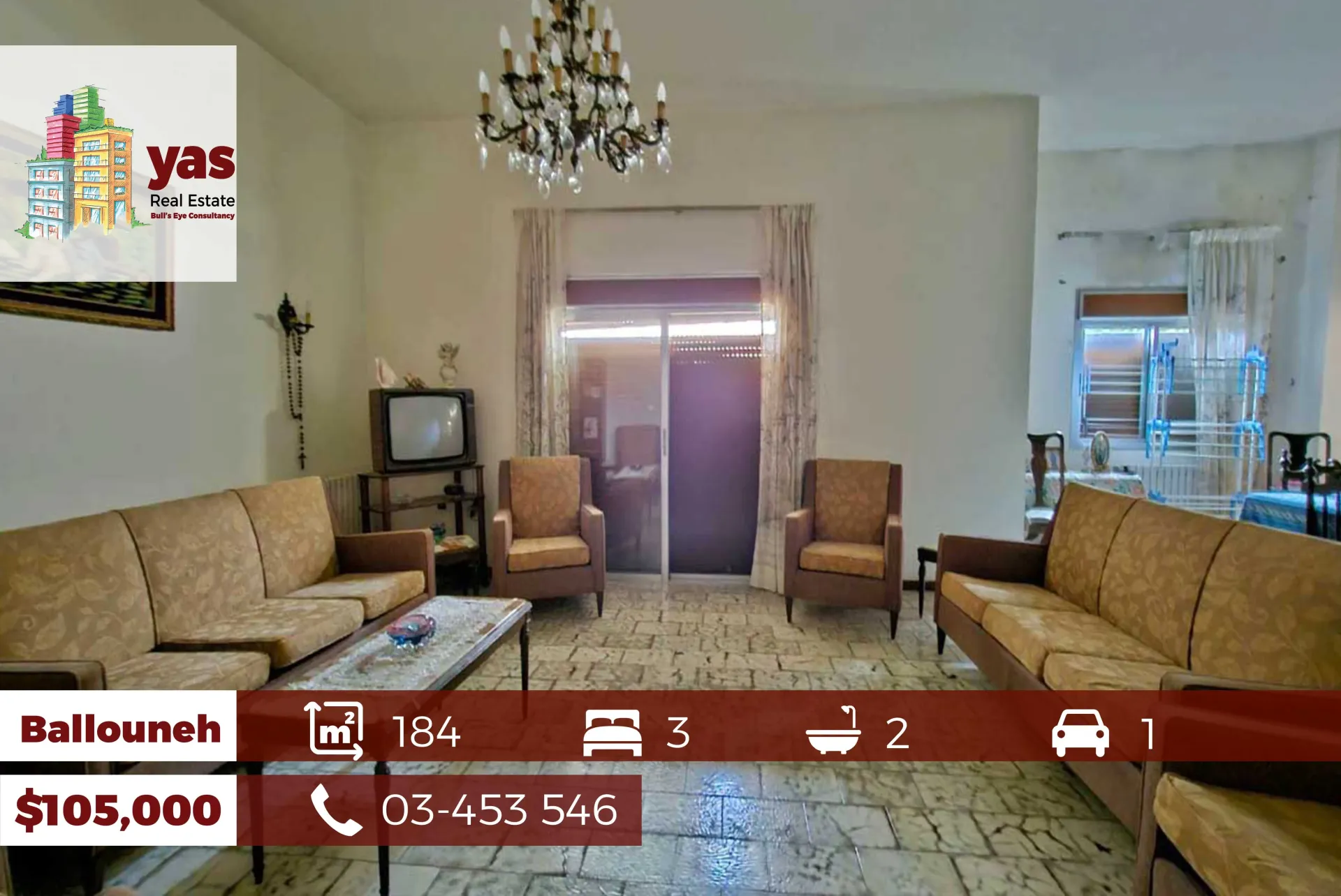 Apartment for Sale in Ballouneh - 3 bed, 2 bath