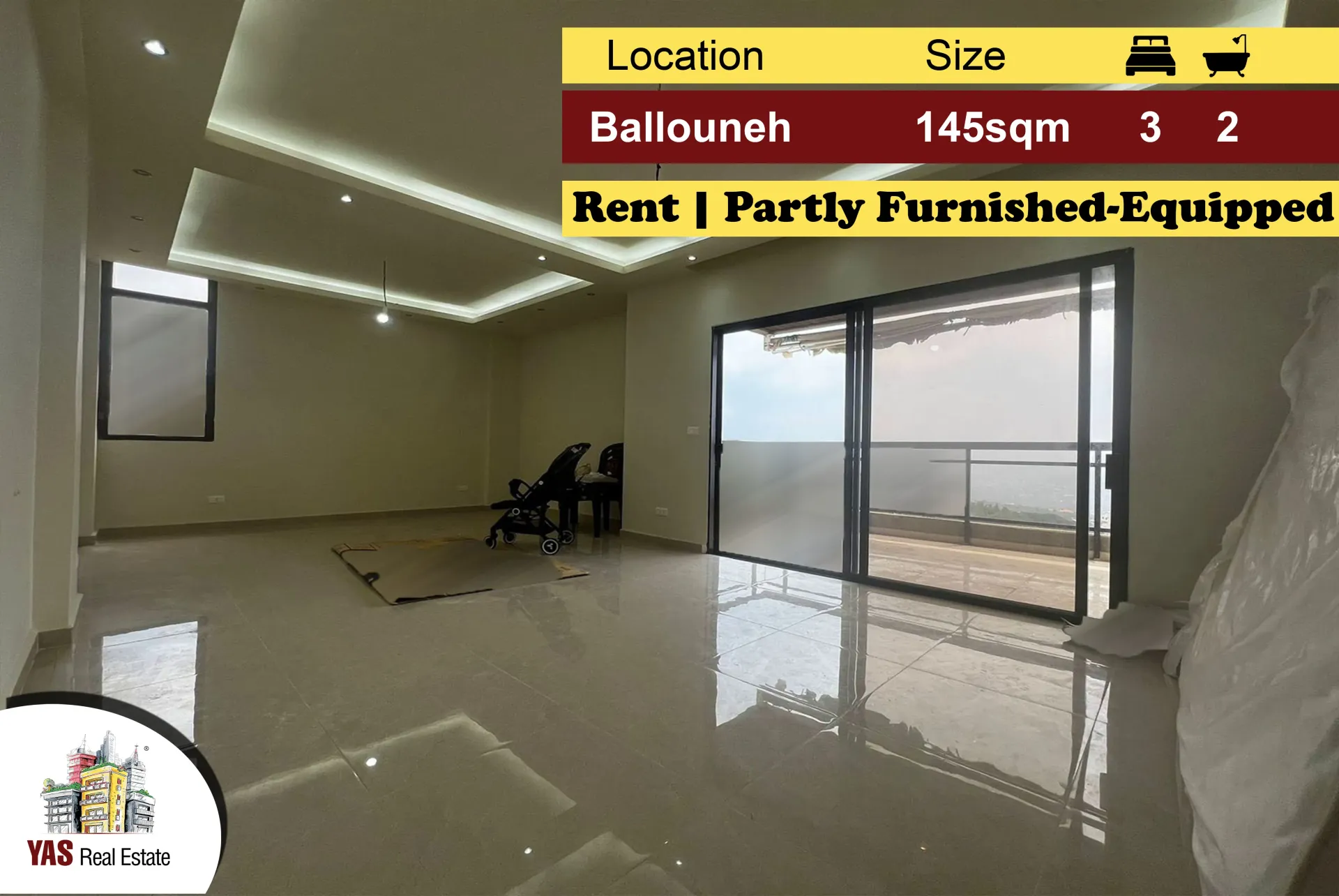 Apartment for Rent in Ballouneh - 3 bed, 2 bath