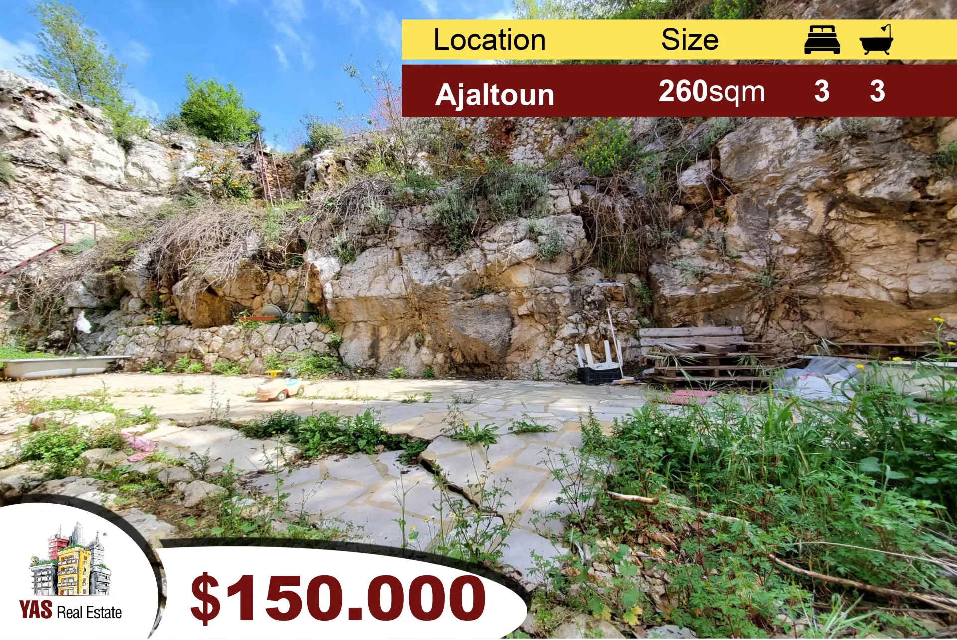 Apartment for Sale in Ajaltoun - 3 bed, 3 bath