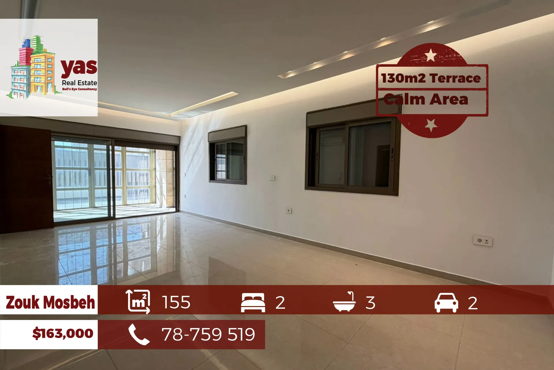 Apartment for Sale in Zouk Mosbeh - 2 bed, 3 bath